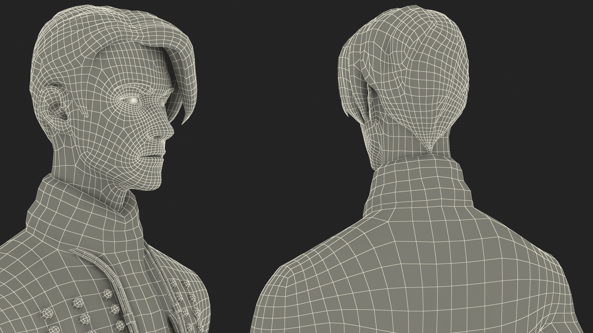 Cartoon Man in Cavalry Jacket 3D model