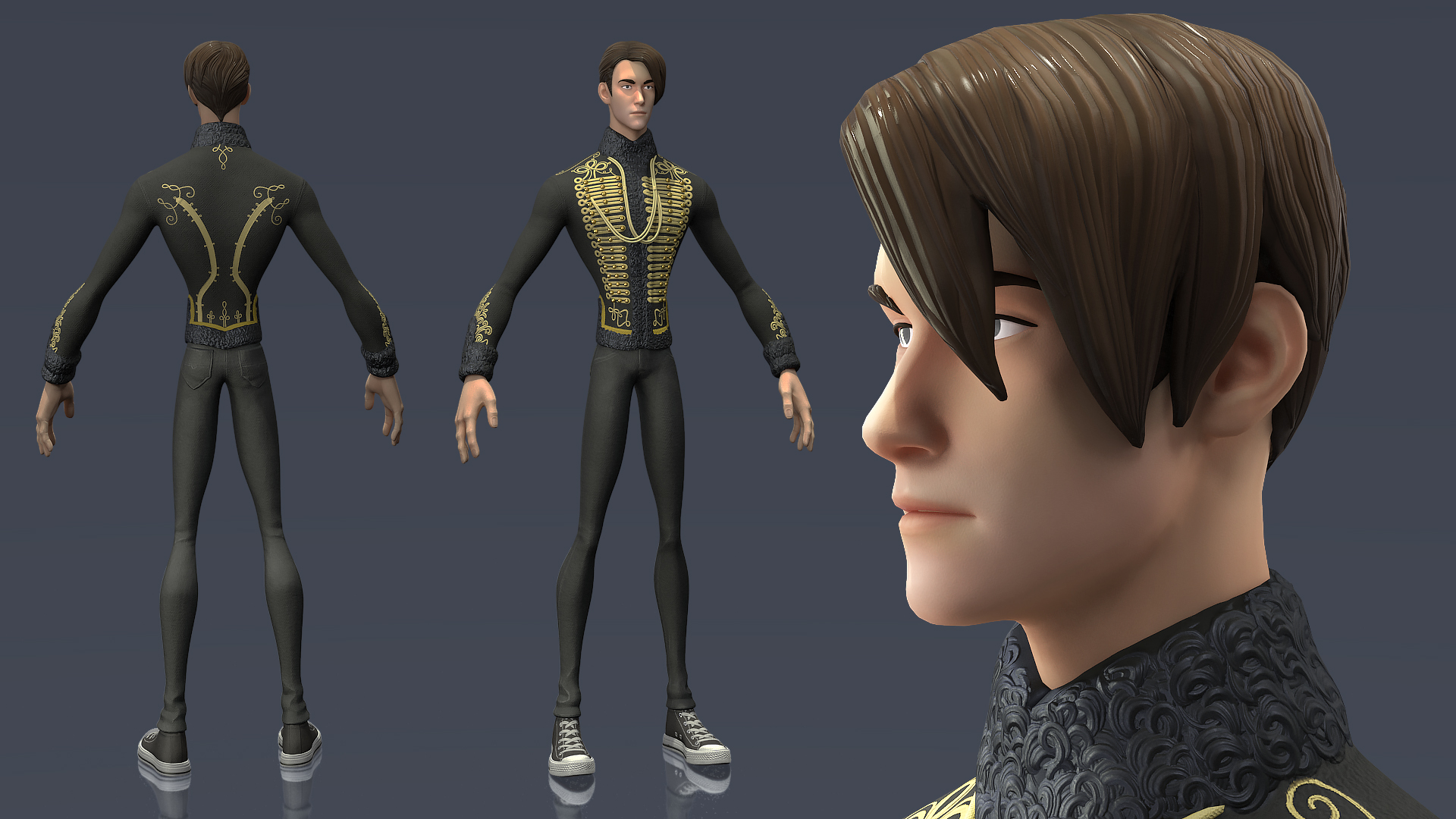Cartoon Man in Cavalry Jacket 3D model