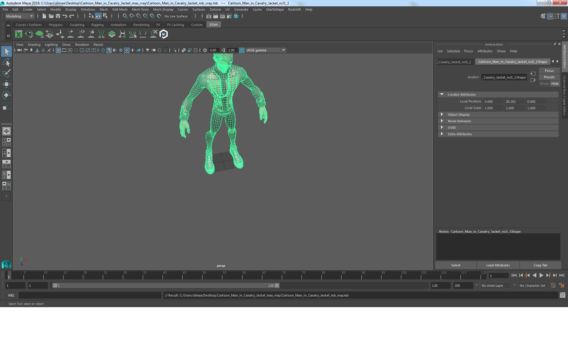 Cartoon Man in Cavalry Jacket 3D model