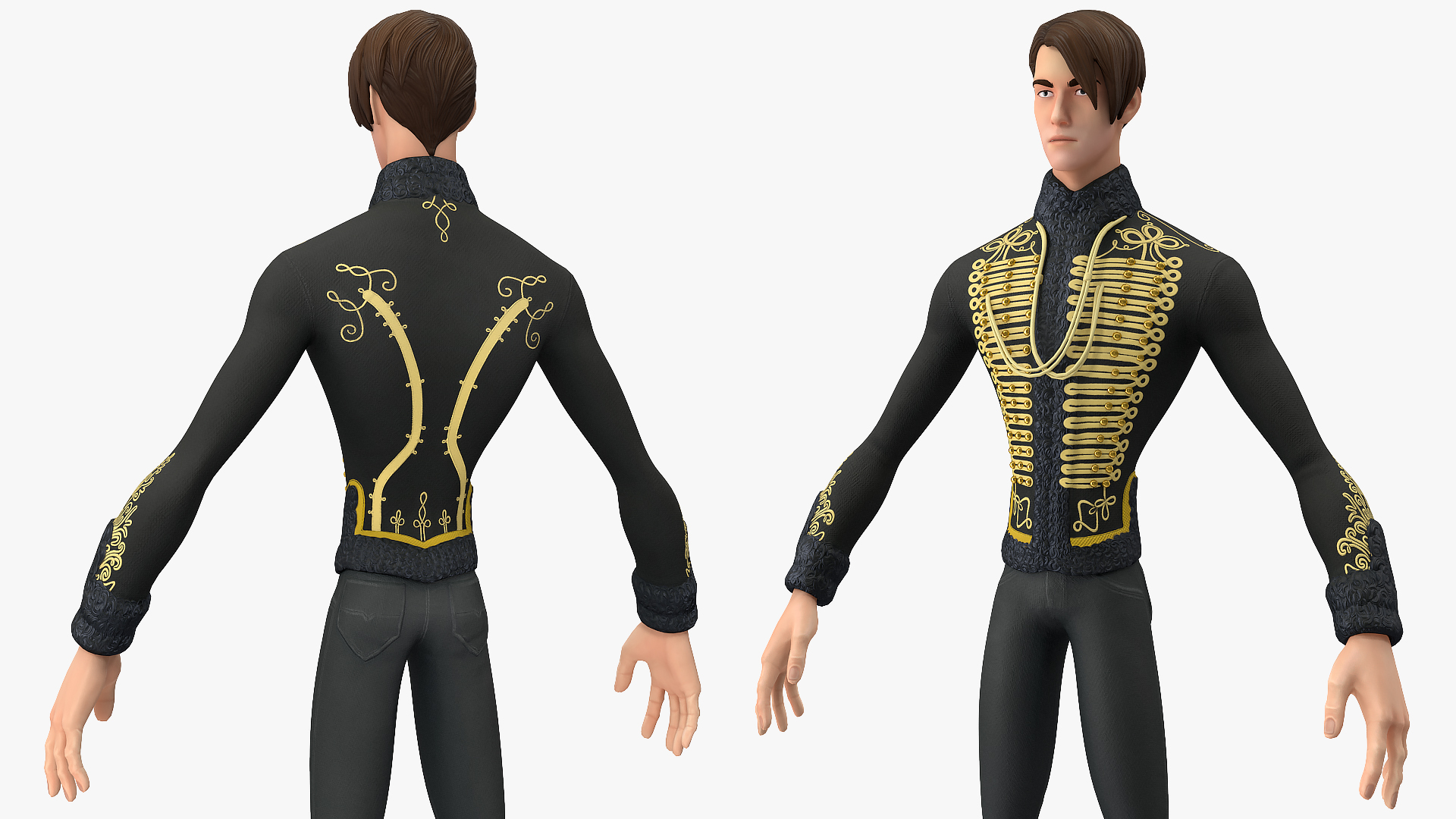 Cartoon Man in Cavalry Jacket 3D model