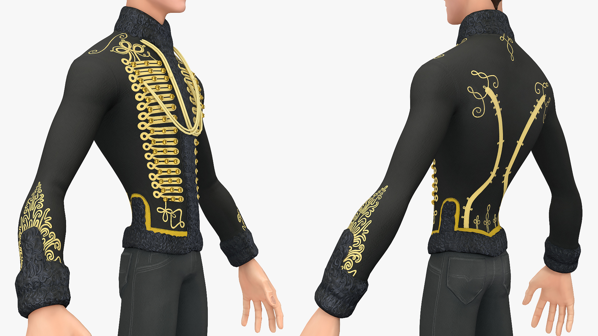 Cartoon Man in Cavalry Jacket 3D model
