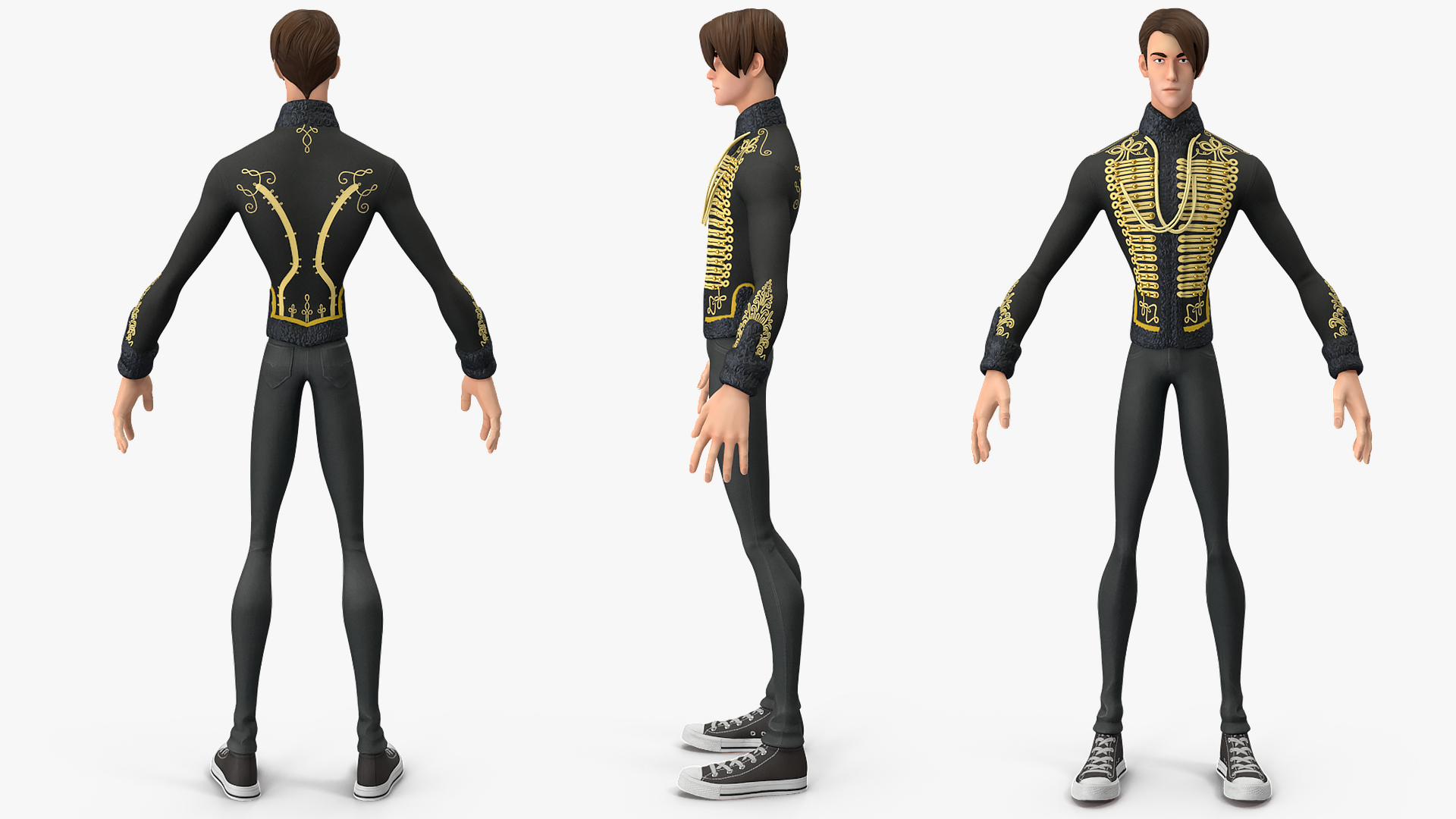 Cartoon Man in Cavalry Jacket 3D model
