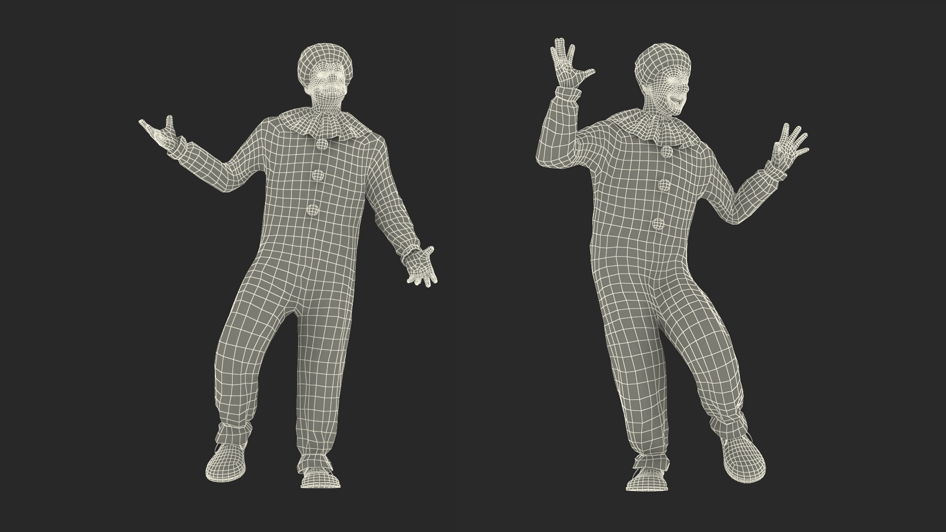 3D Clown Suit Rigged Fur