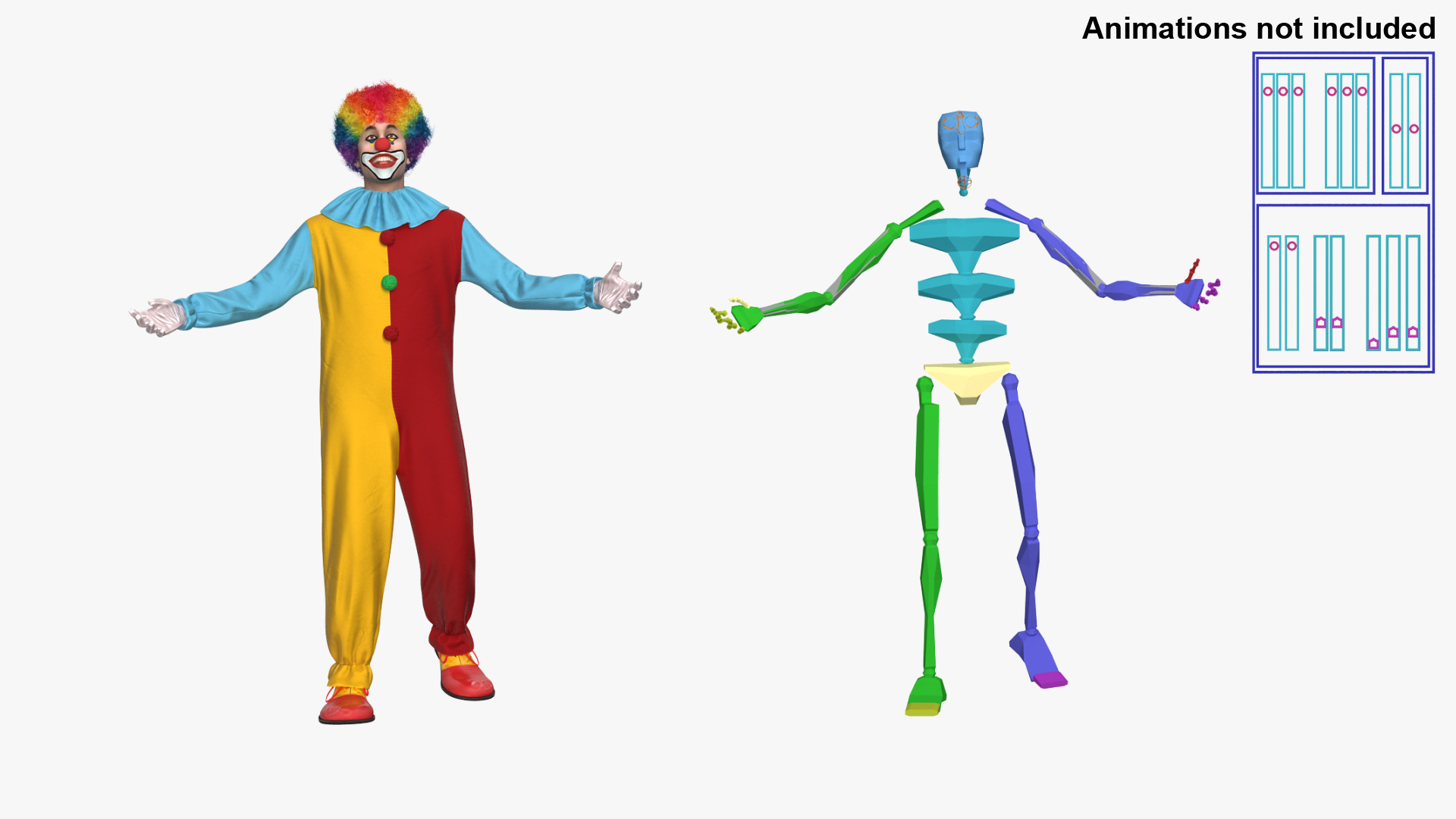 3D Clown Suit Rigged Fur