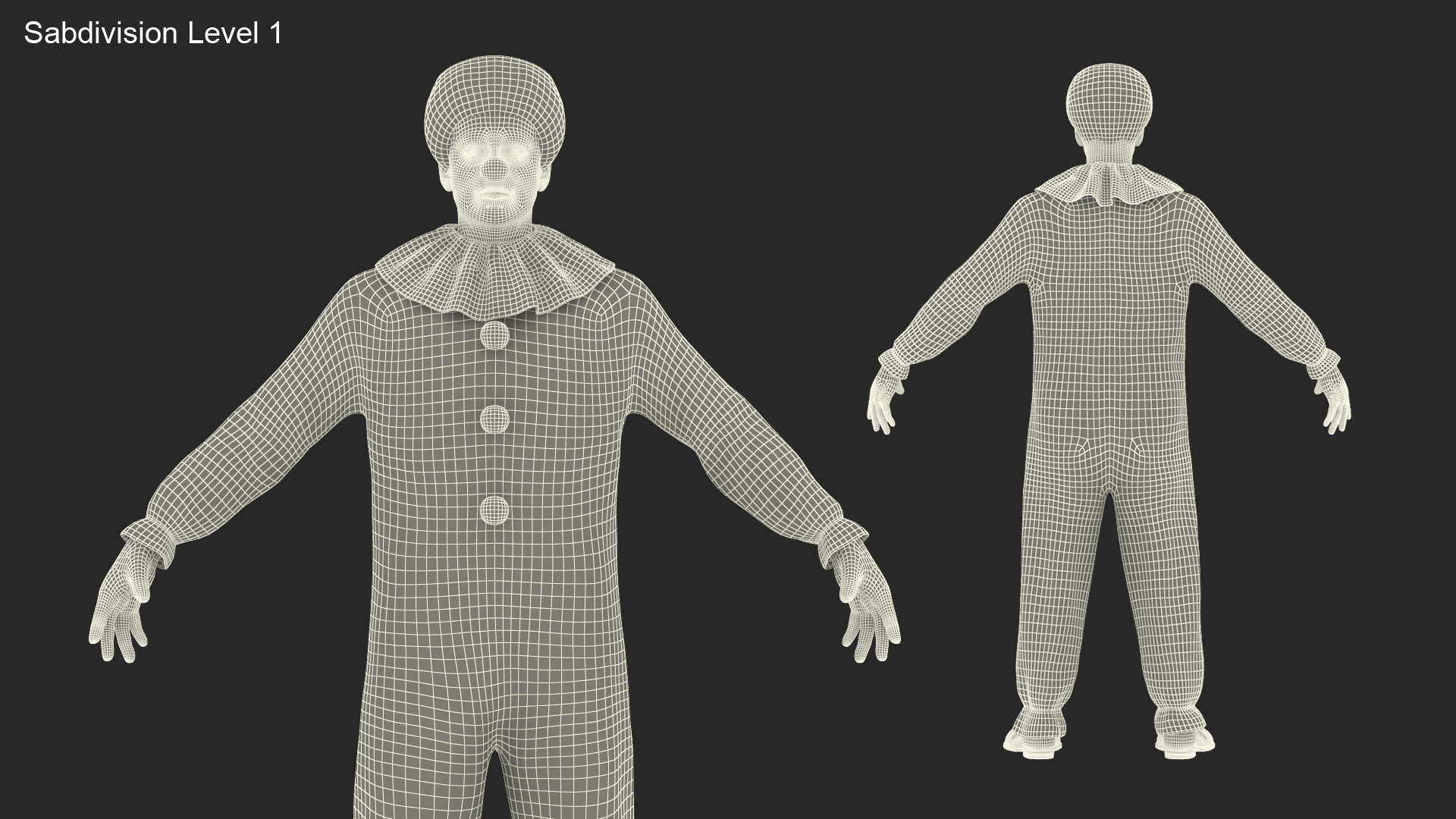3D Clown Suit Rigged Fur
