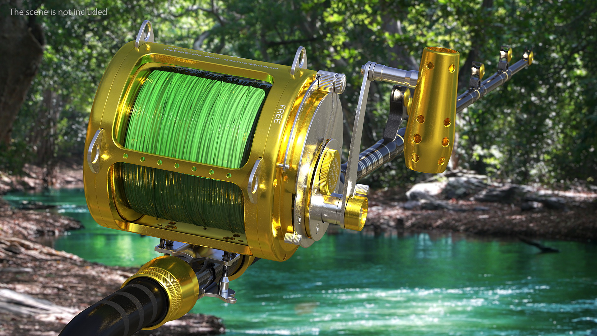 EatMyTackle 80 Wide 2Speed Fishing Reel Long Dredge Rod Rigged 3D