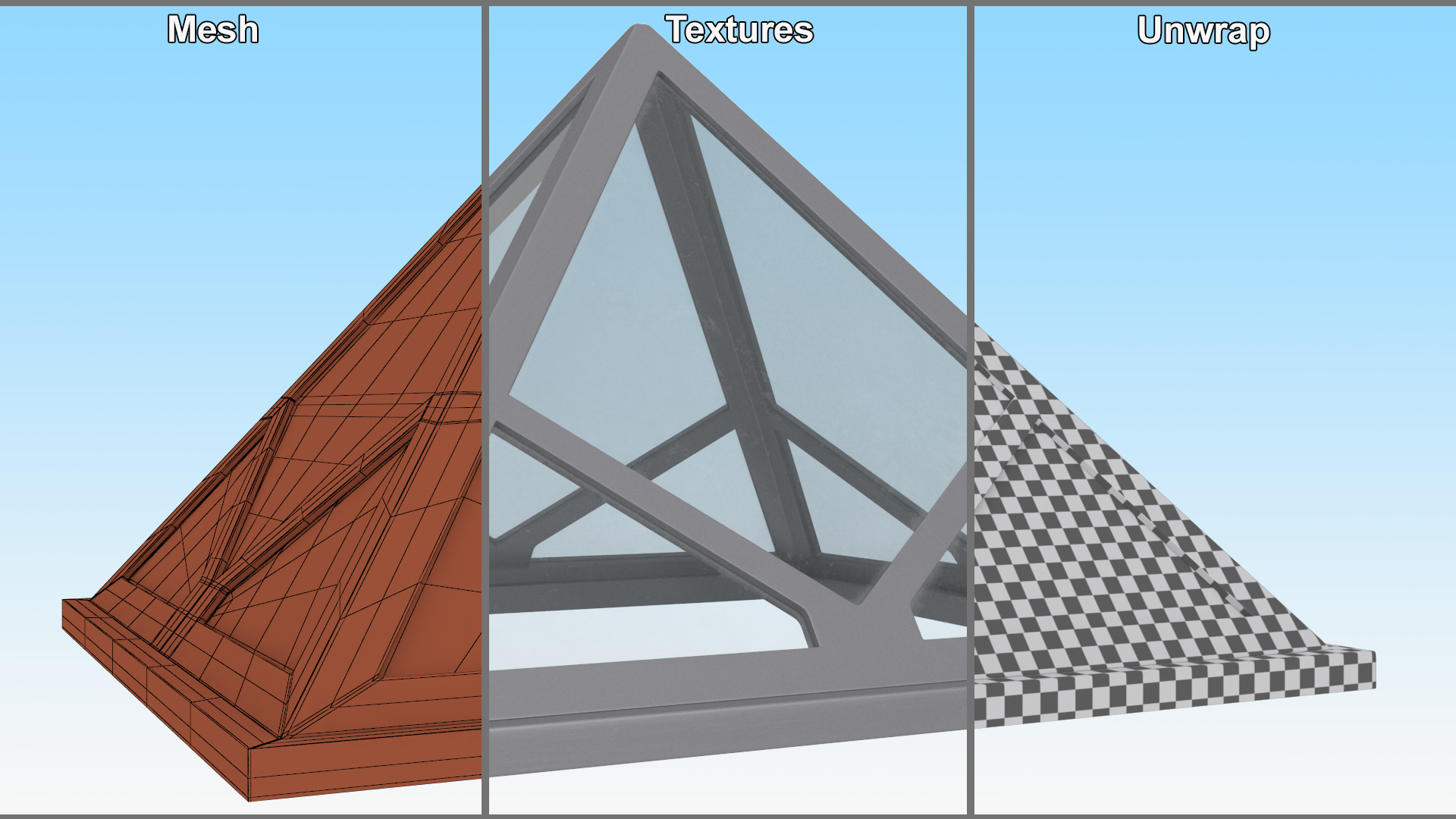 3D Rooftop Pyramid Skylight Window
