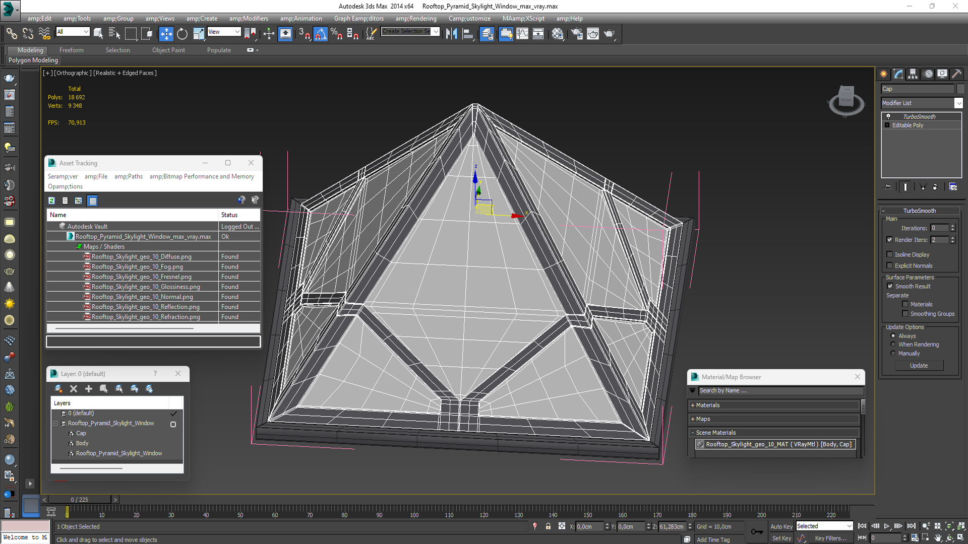 3D Rooftop Pyramid Skylight Window