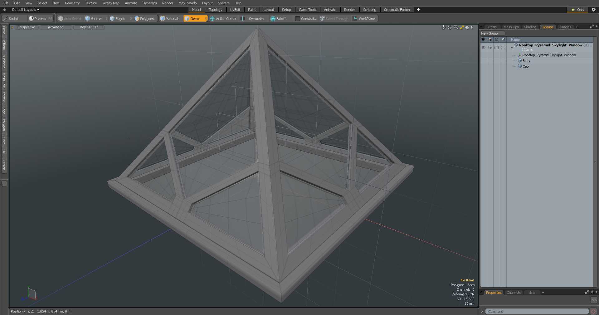 3D Rooftop Pyramid Skylight Window