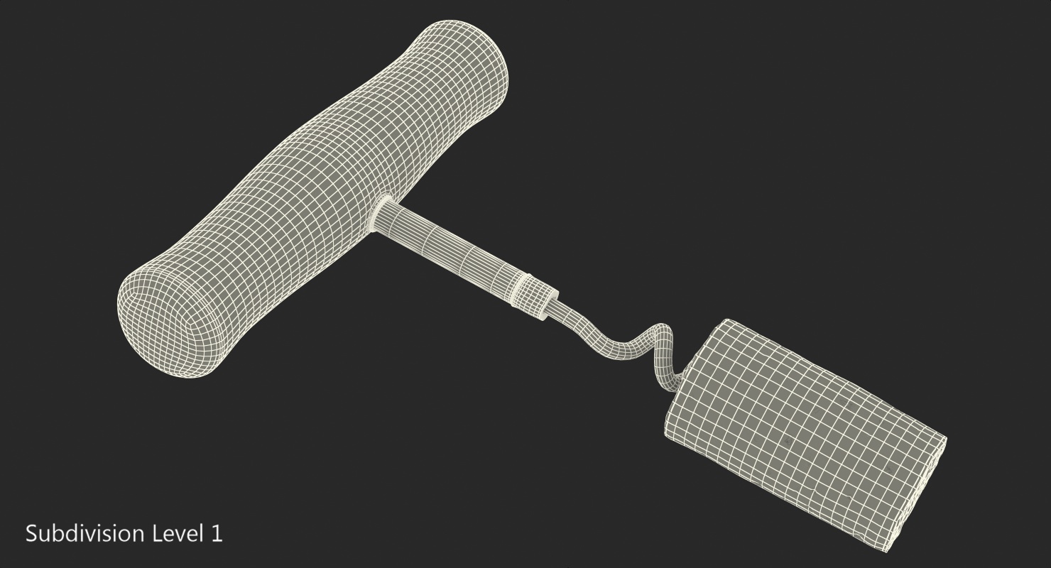 3D model T-Style Corkscrew with Wooden Handle and Cork