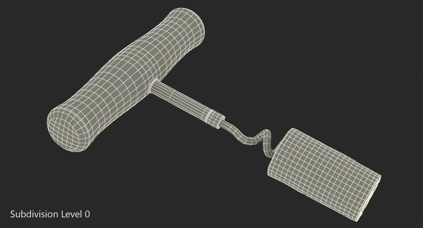 3D model T-Style Corkscrew with Wooden Handle and Cork