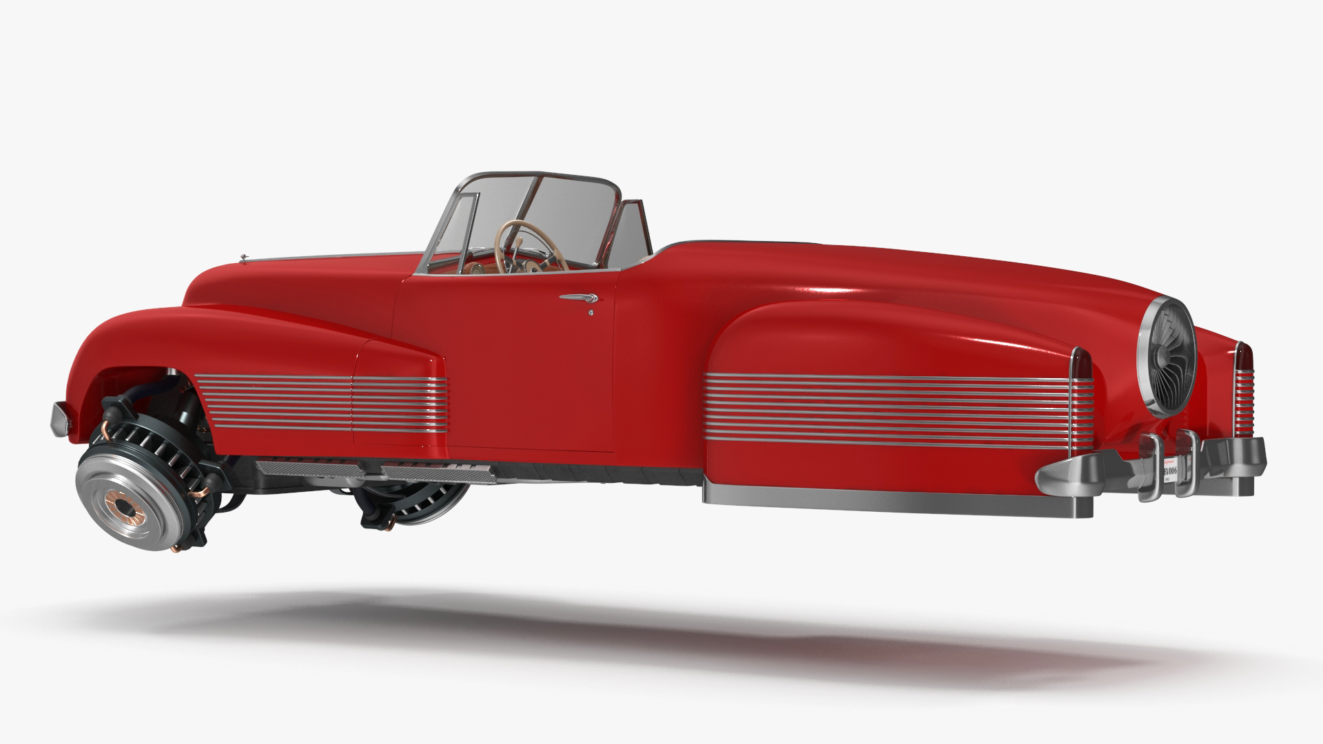 3D New Retro Futuristic Hovercar Red model