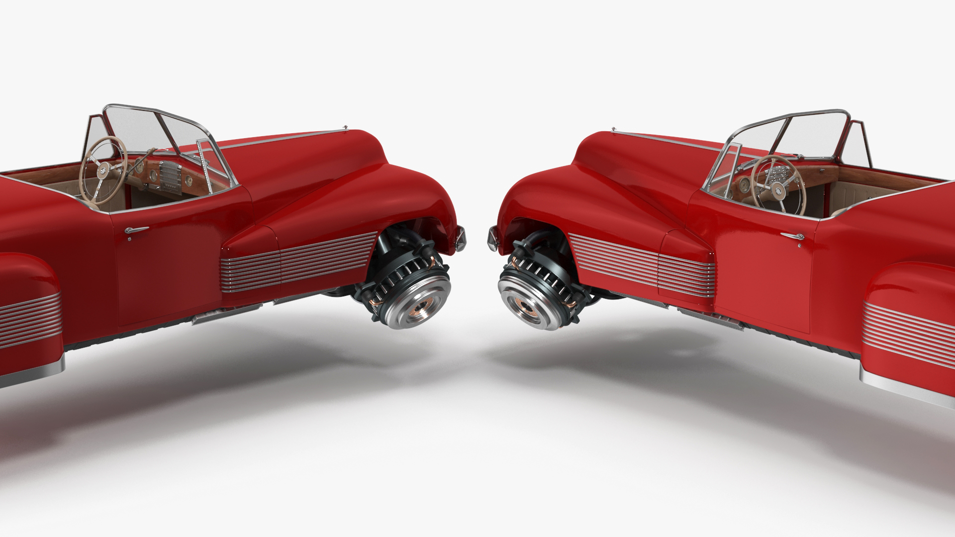3D New Retro Futuristic Hovercar Red model