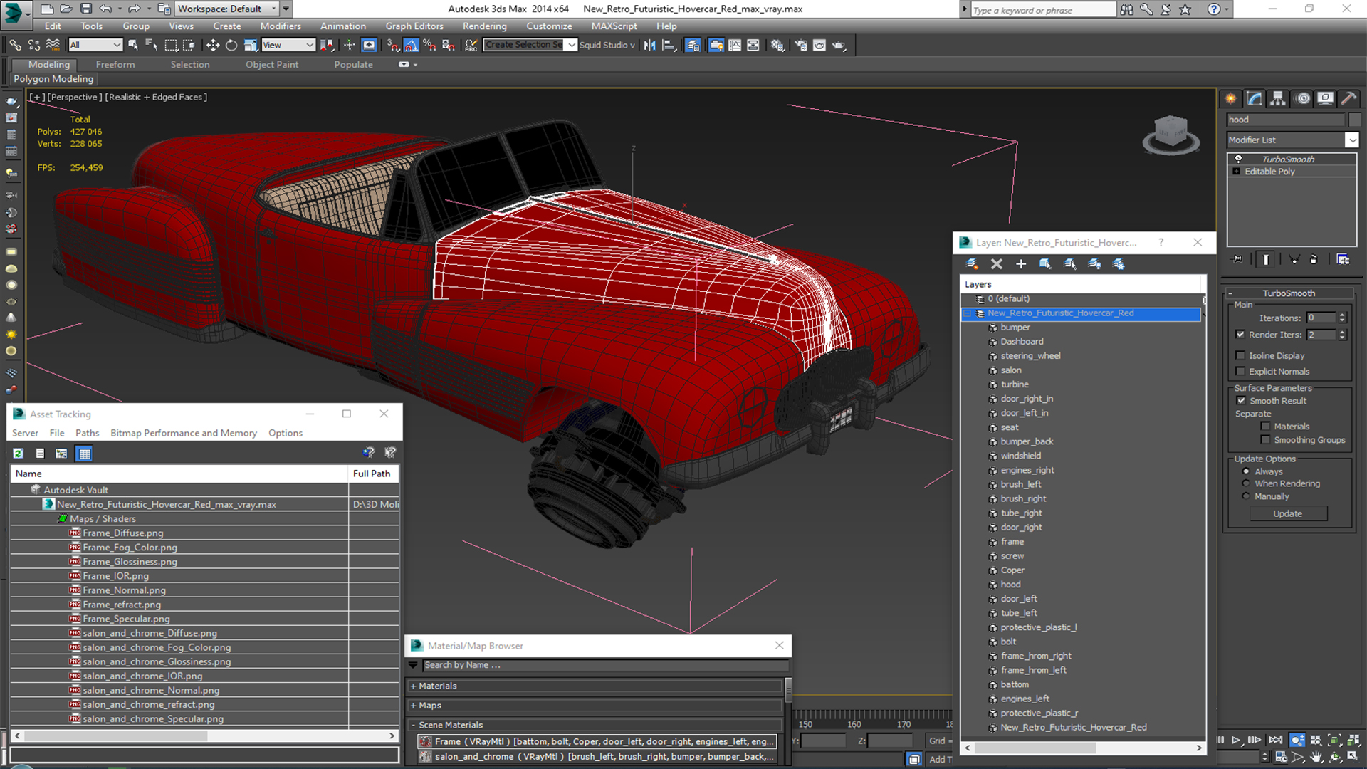 3D New Retro Futuristic Hovercar Red model