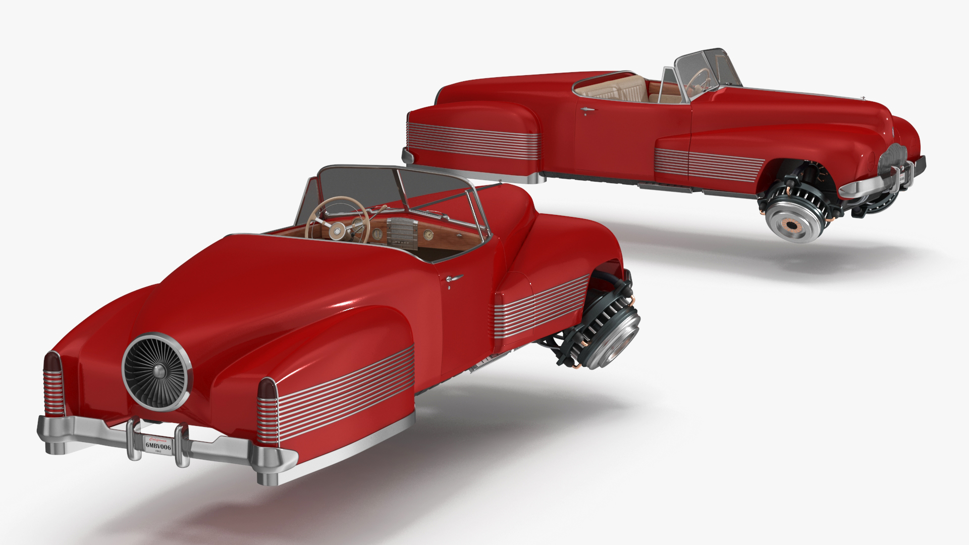 3D New Retro Futuristic Hovercar Red model