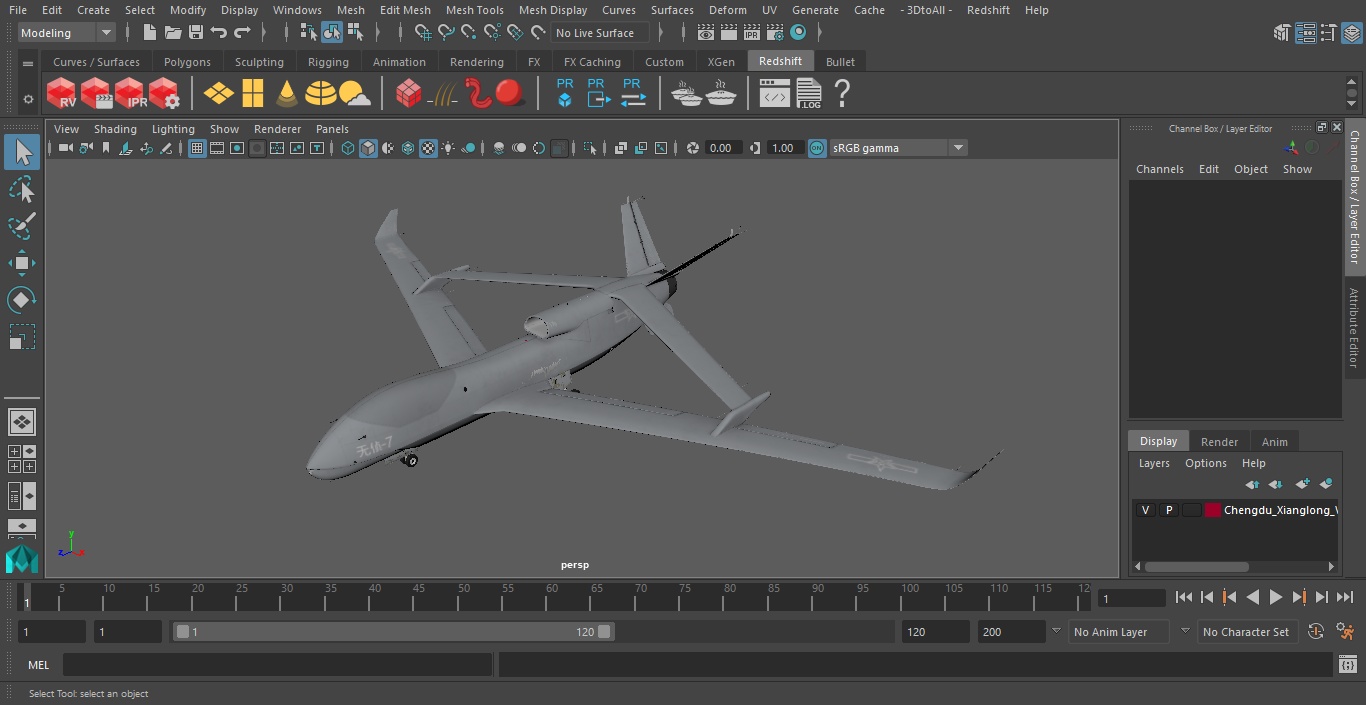 3D model Chengdu Xianglong WZ7 UAV