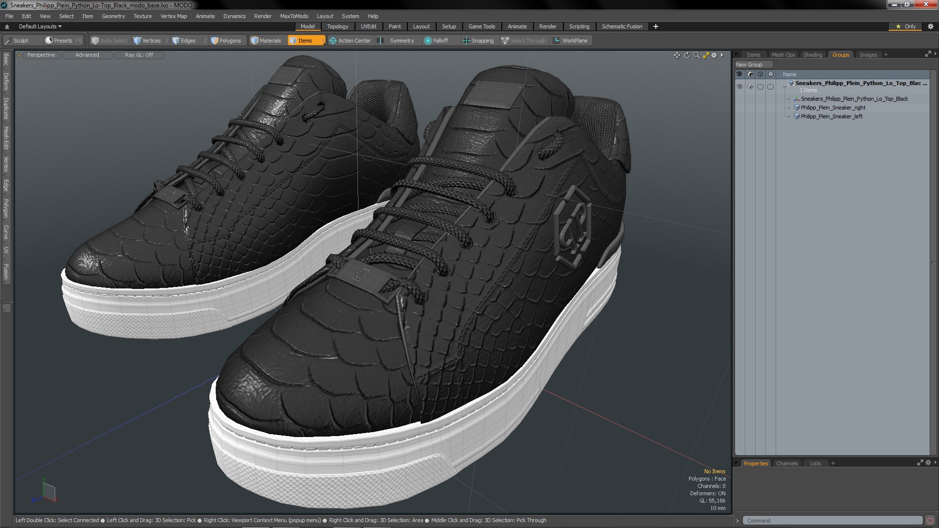 Sneakers Philipp Plein Python Lo-Top Black 3D