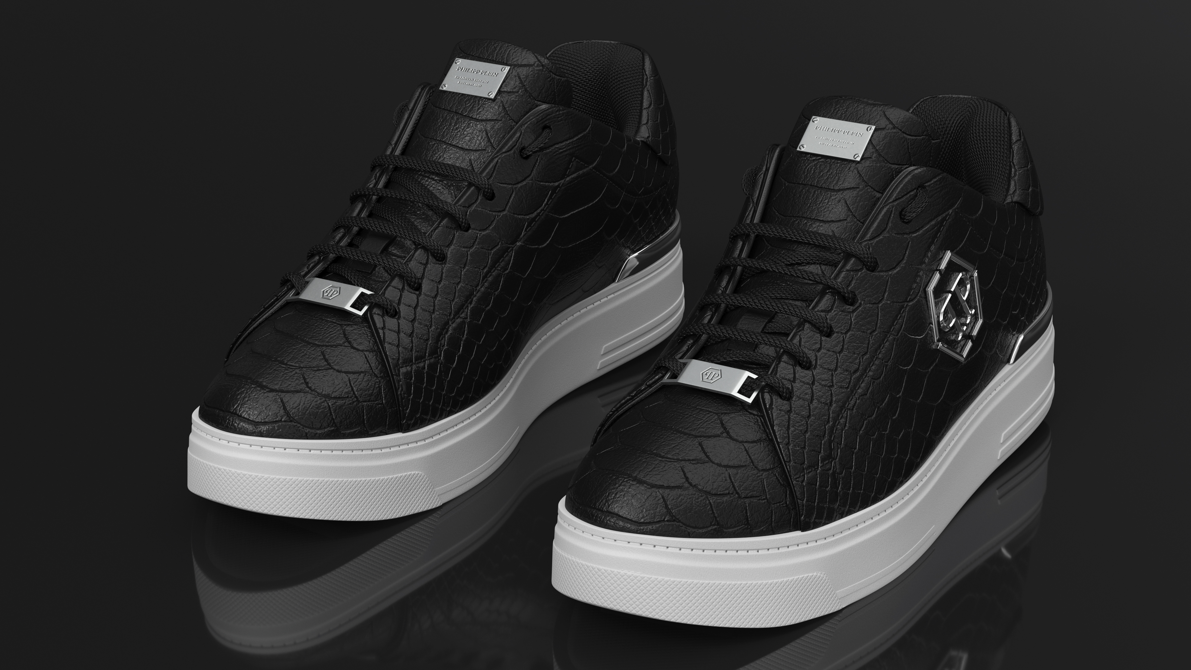 Sneakers Philipp Plein Python Lo-Top Black 3D