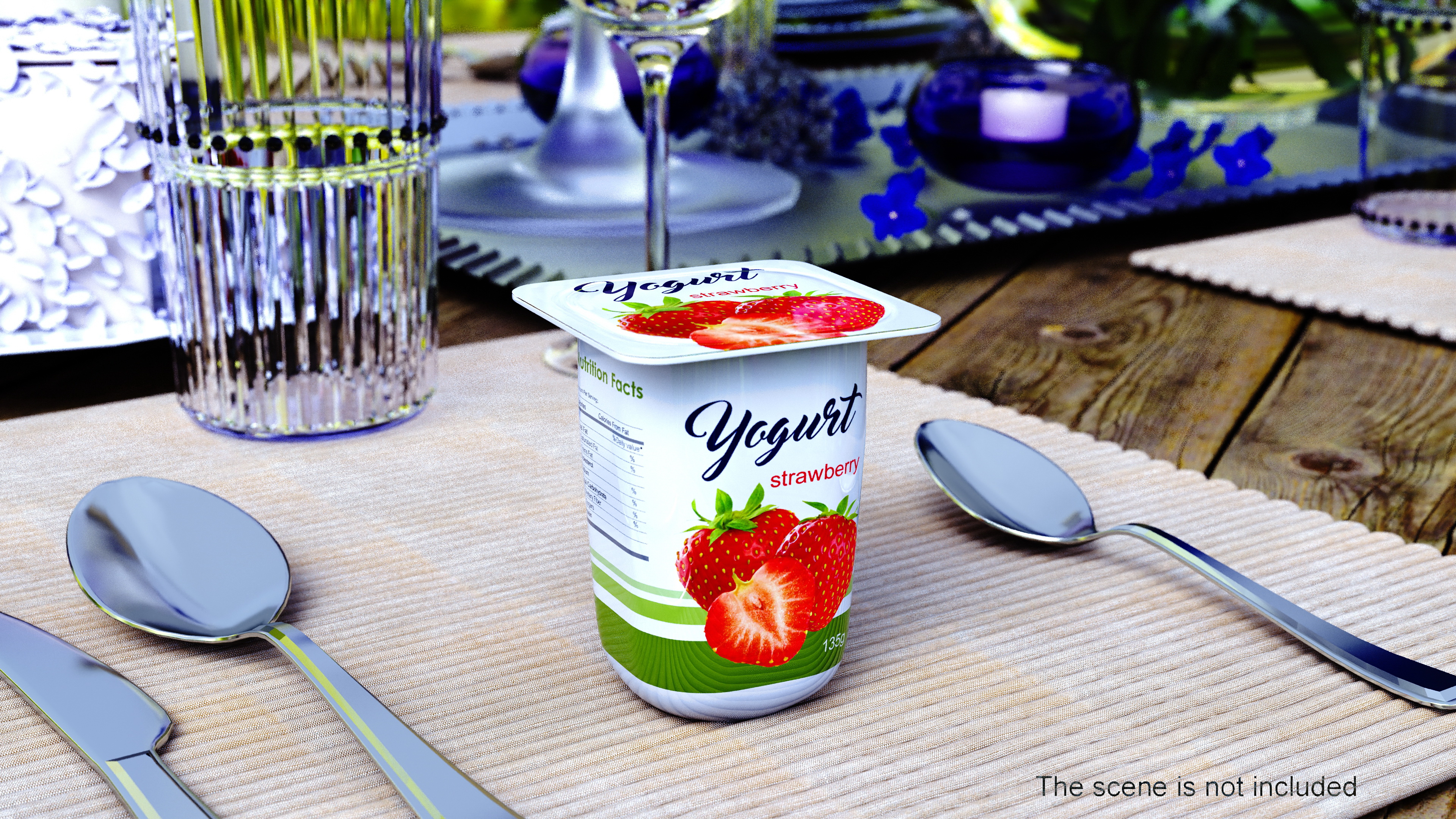 3D Strawberry Yogurt Cup Mockup model