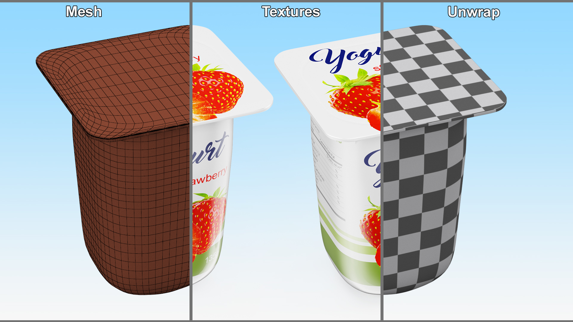 3D Strawberry Yogurt Cup Mockup model
