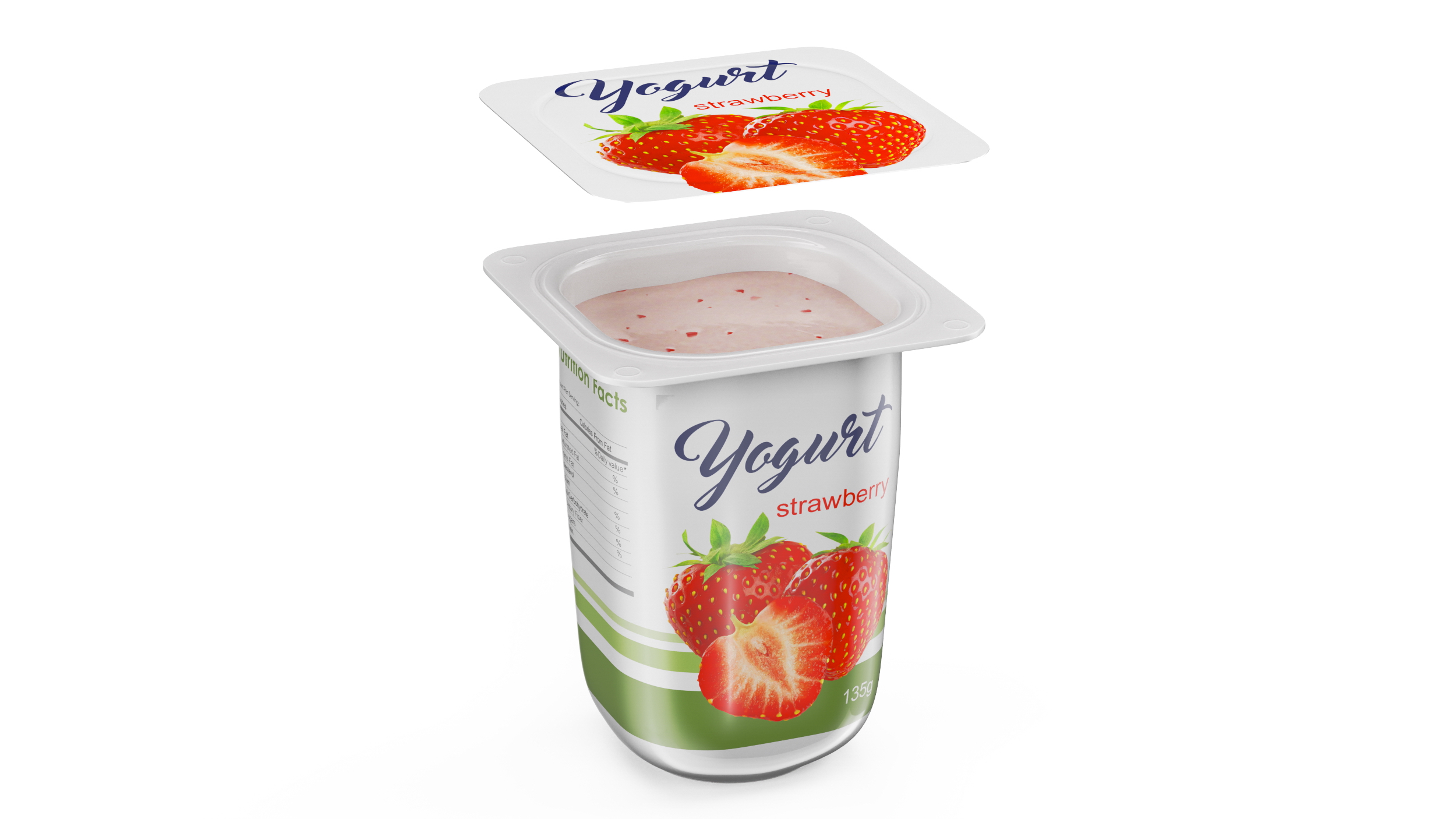 3D Strawberry Yogurt Cup Mockup model