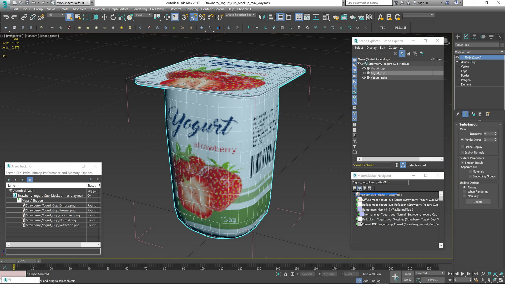 3D Strawberry Yogurt Cup Mockup model