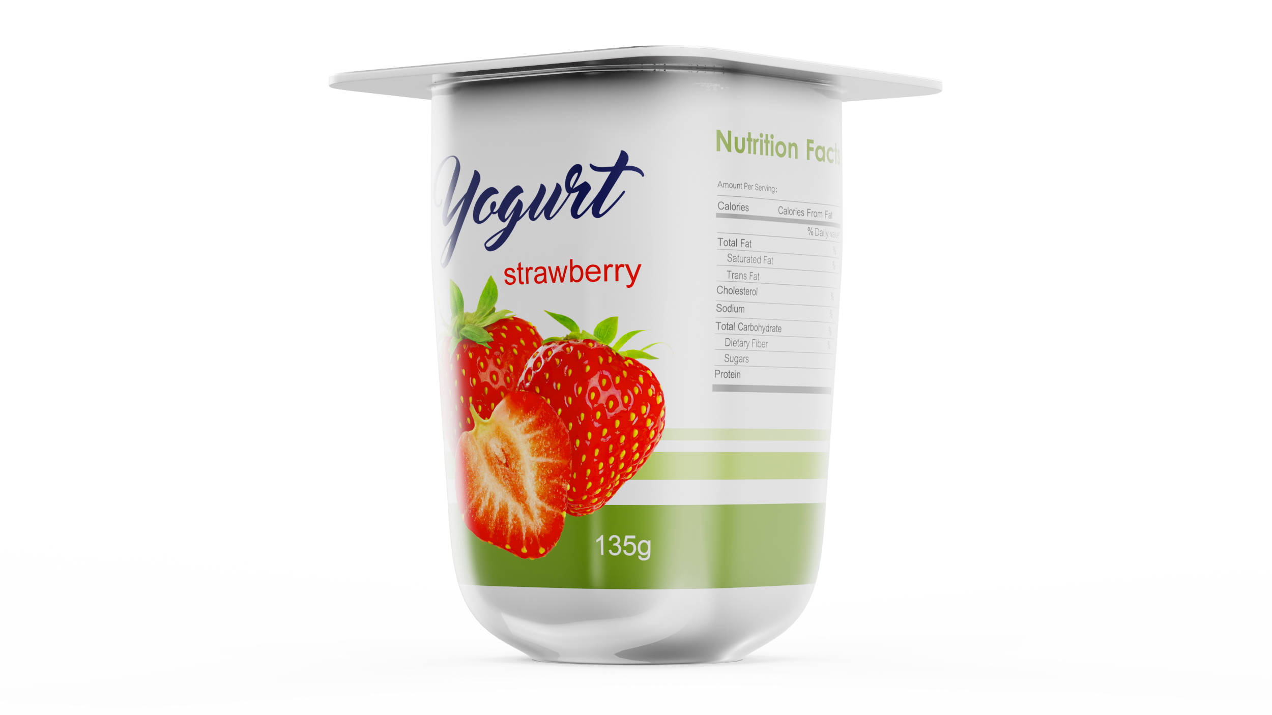 3D Strawberry Yogurt Cup Mockup model