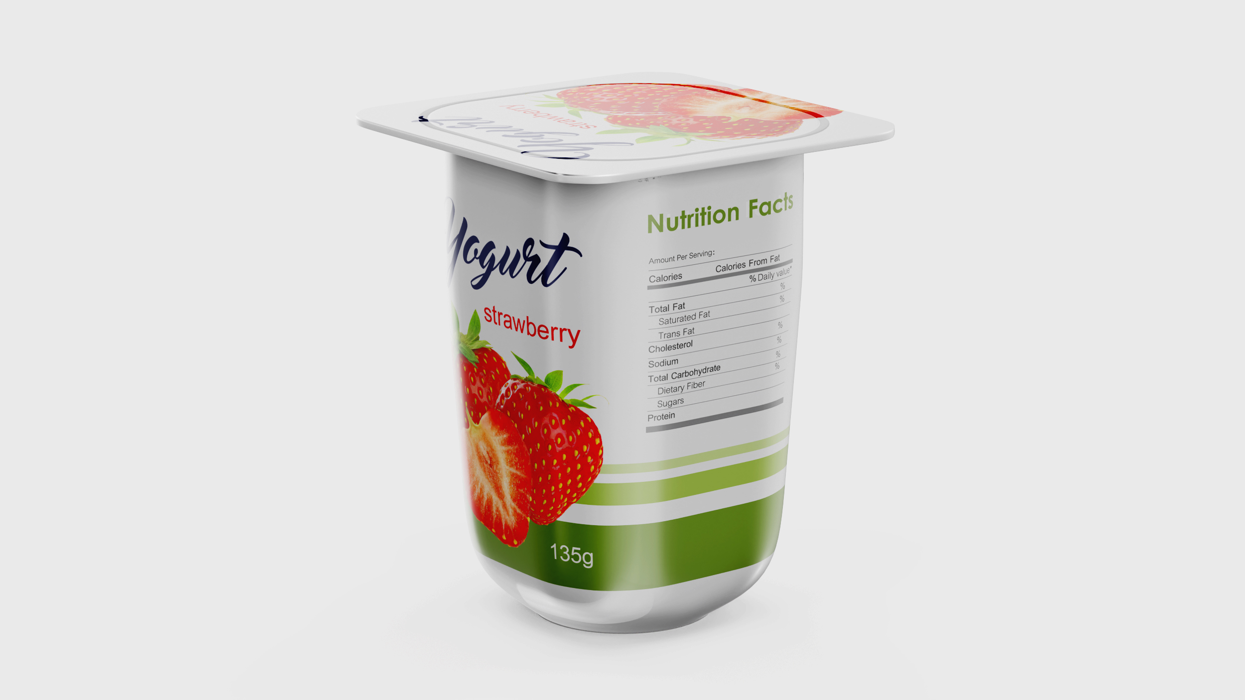 3D Strawberry Yogurt Cup Mockup model