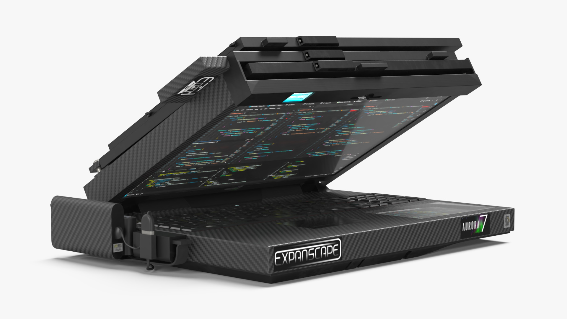 Laptop Expanscape Aurora with Programming Software Rigged 3D