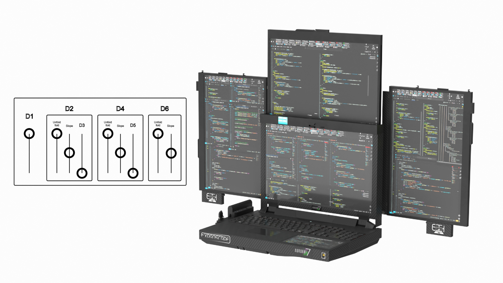 Laptop Expanscape Aurora with Programming Software Rigged 3D