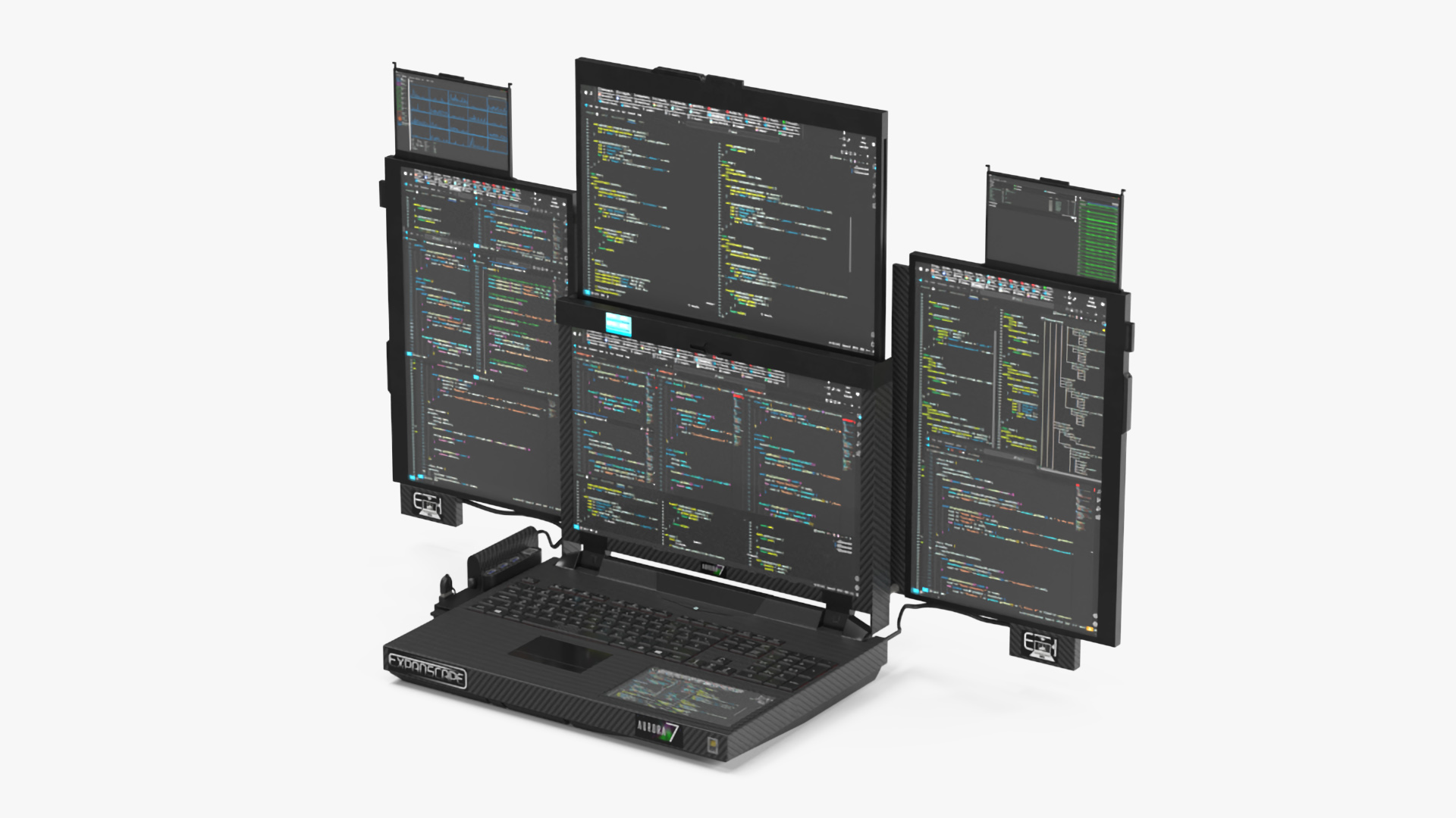 Laptop Expanscape Aurora with Programming Software Rigged 3D