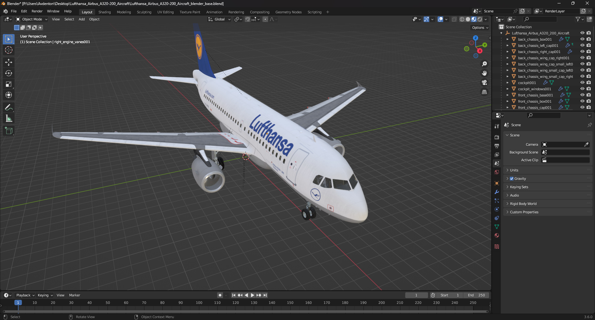Lufthansa Airbus A320-200 Aircraft 3D model