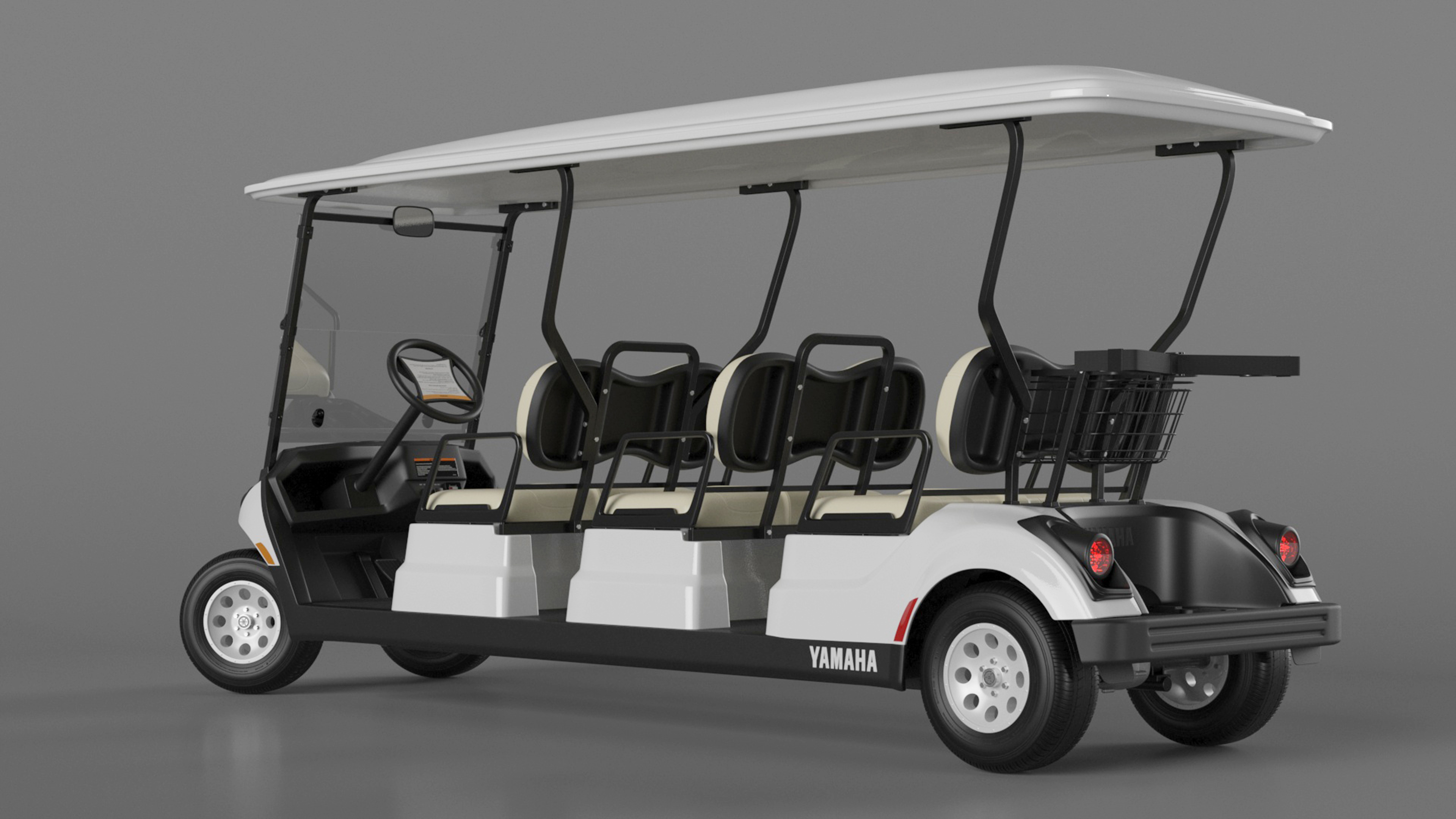 Six Seat Golf Electric Car Yamaha Rigged for Maya 3D model