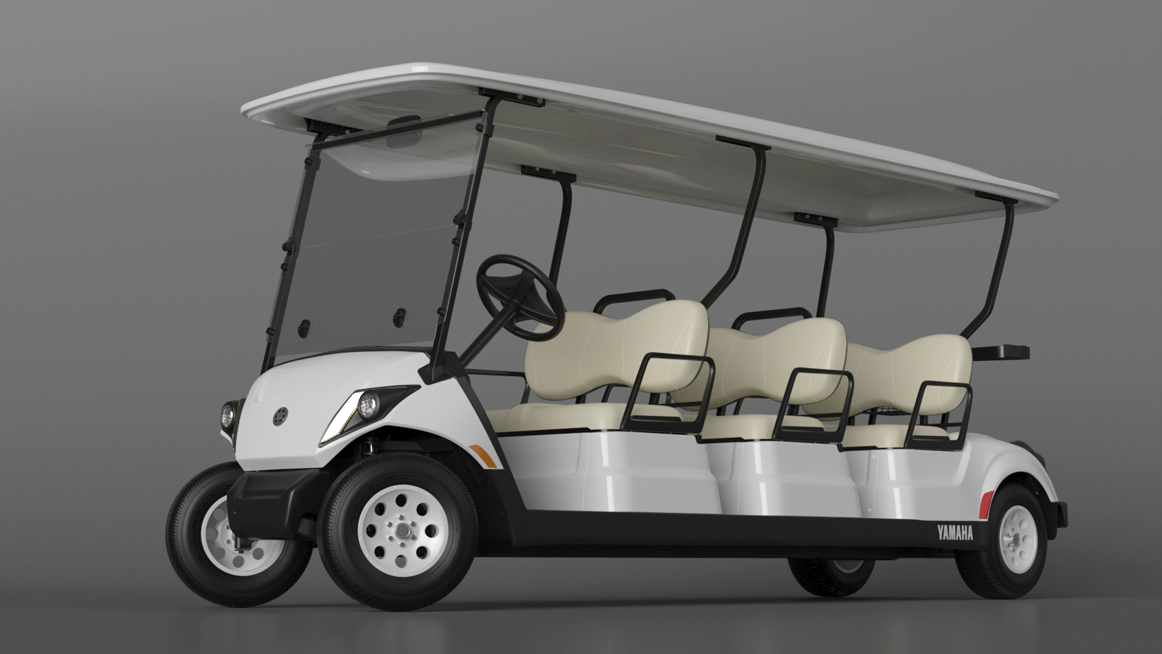 Six Seat Golf Electric Car Yamaha Rigged for Maya 3D model