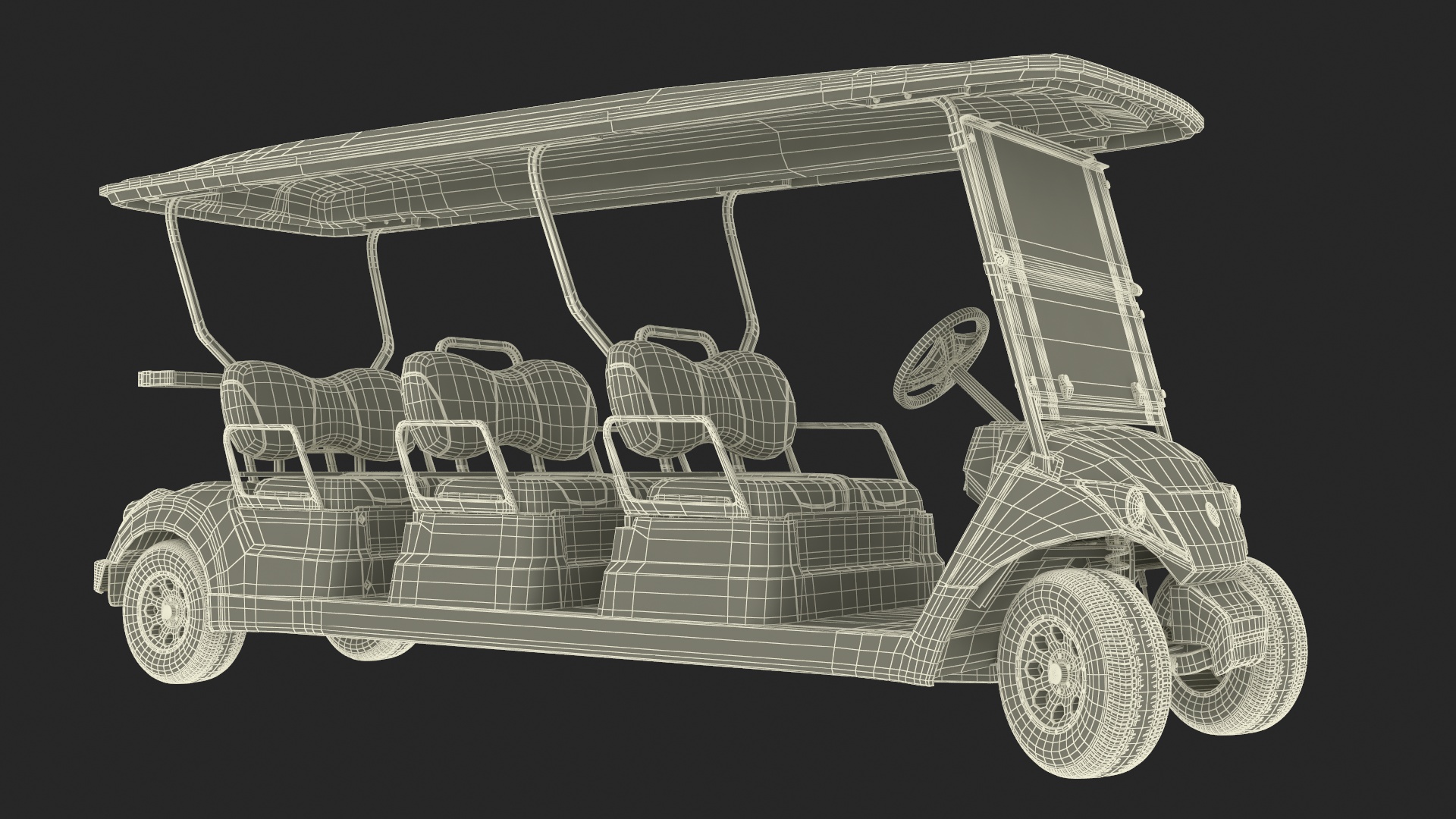 Six Seat Golf Electric Car Yamaha Rigged for Maya 3D model