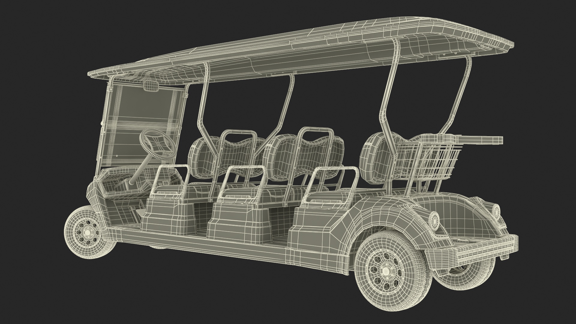 Six Seat Golf Electric Car Yamaha Rigged for Maya 3D model