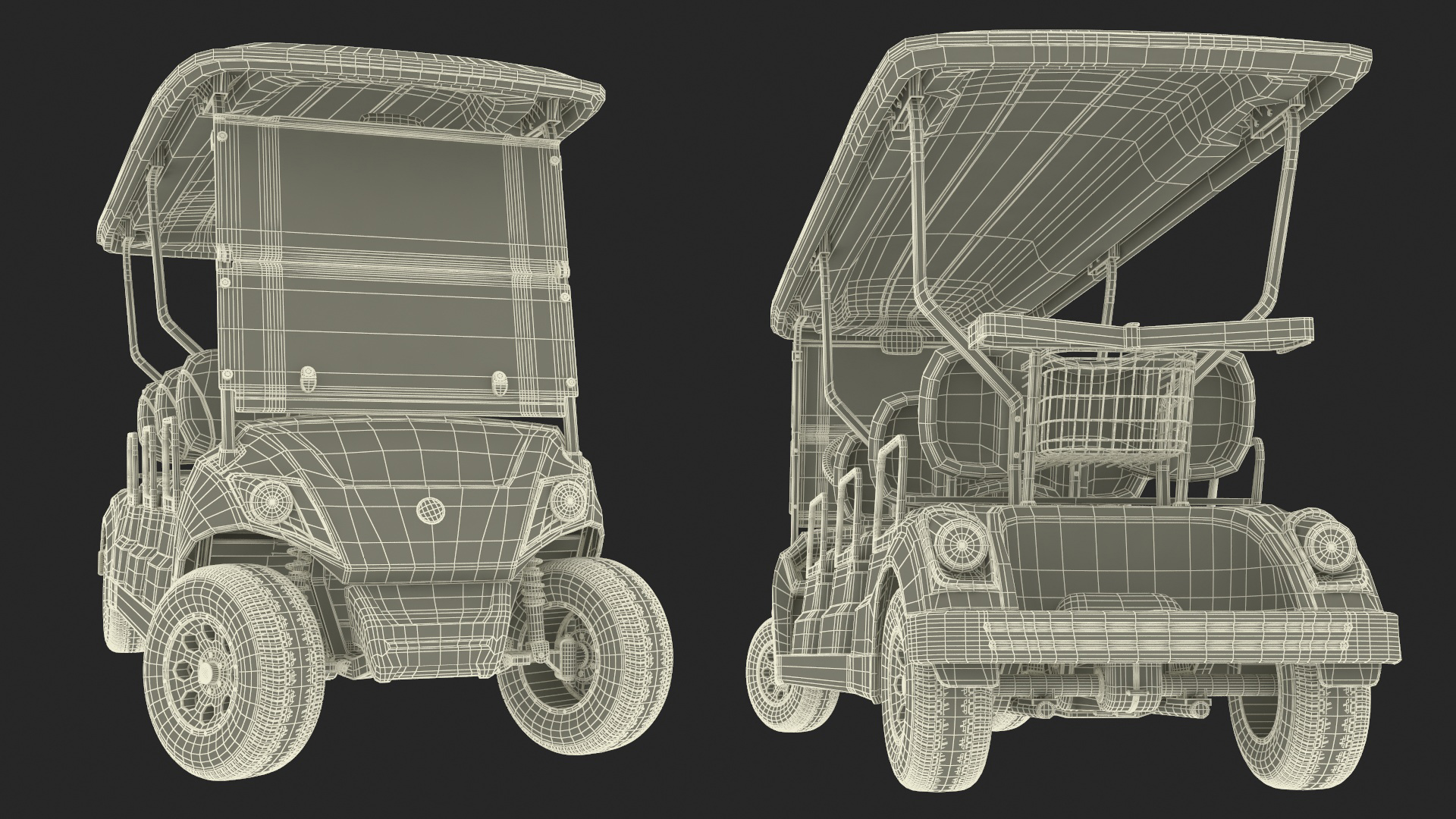 Six Seat Golf Electric Car Yamaha Rigged for Maya 3D model