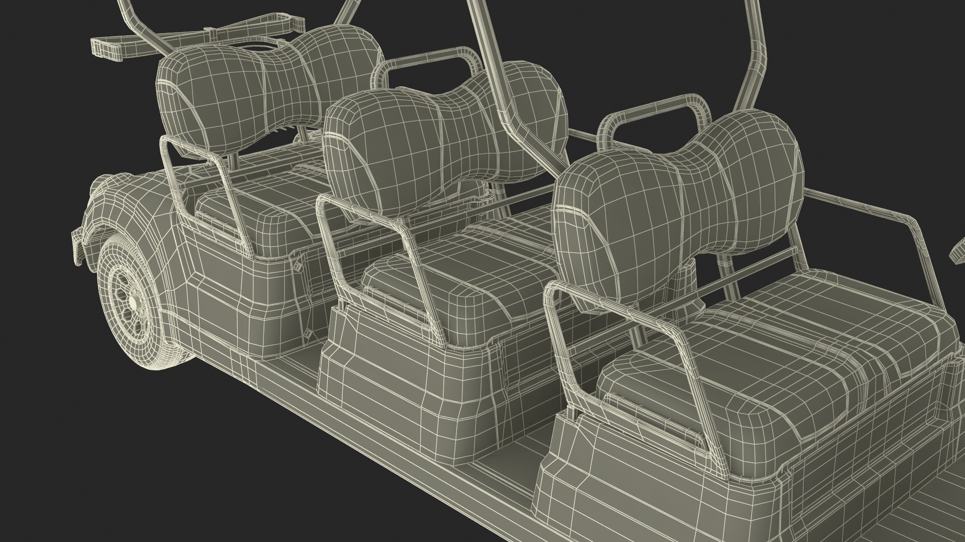 Six Seat Golf Electric Car Yamaha Rigged for Maya 3D model