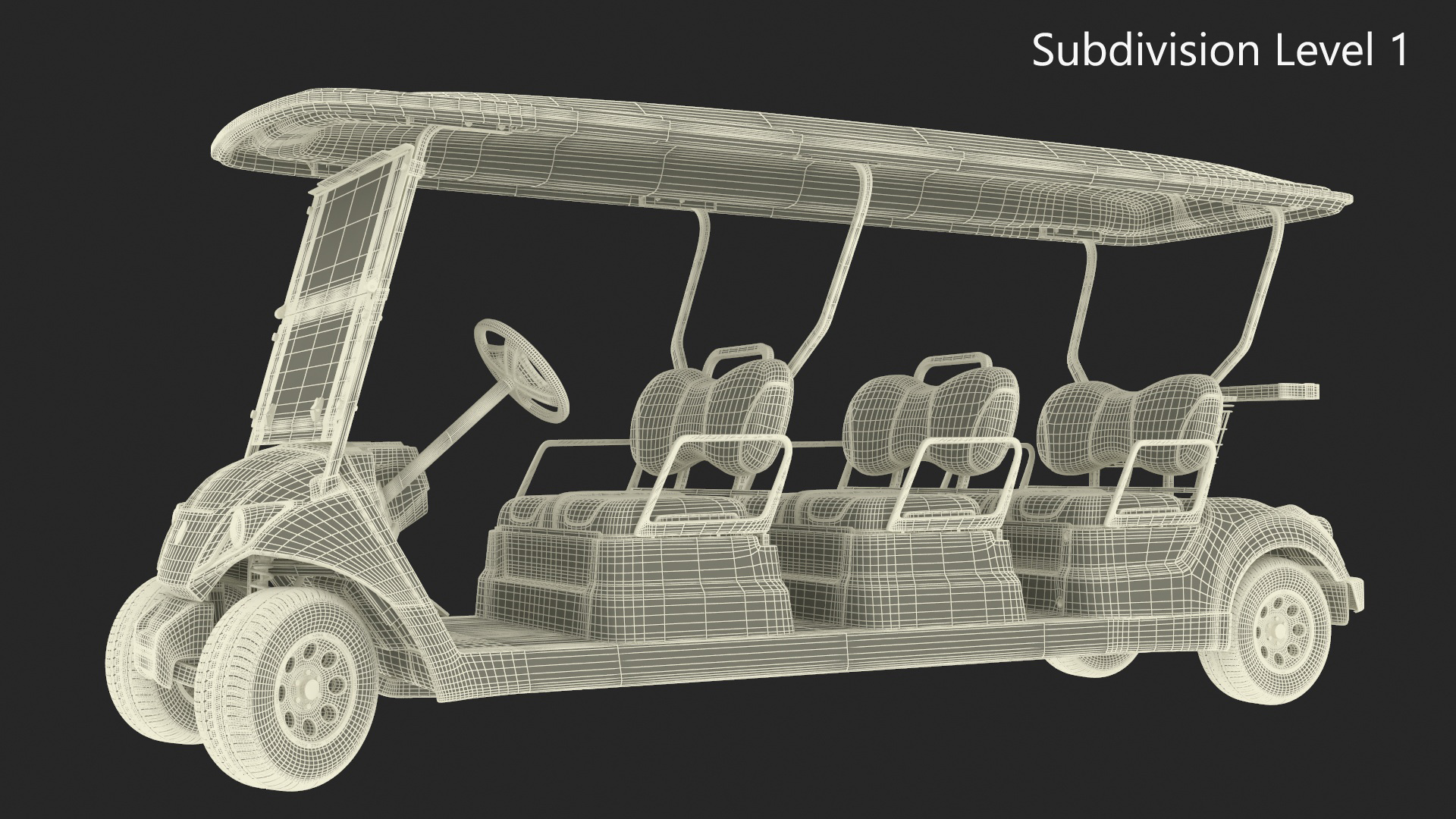 Six Seat Golf Electric Car Yamaha Rigged for Maya 3D model