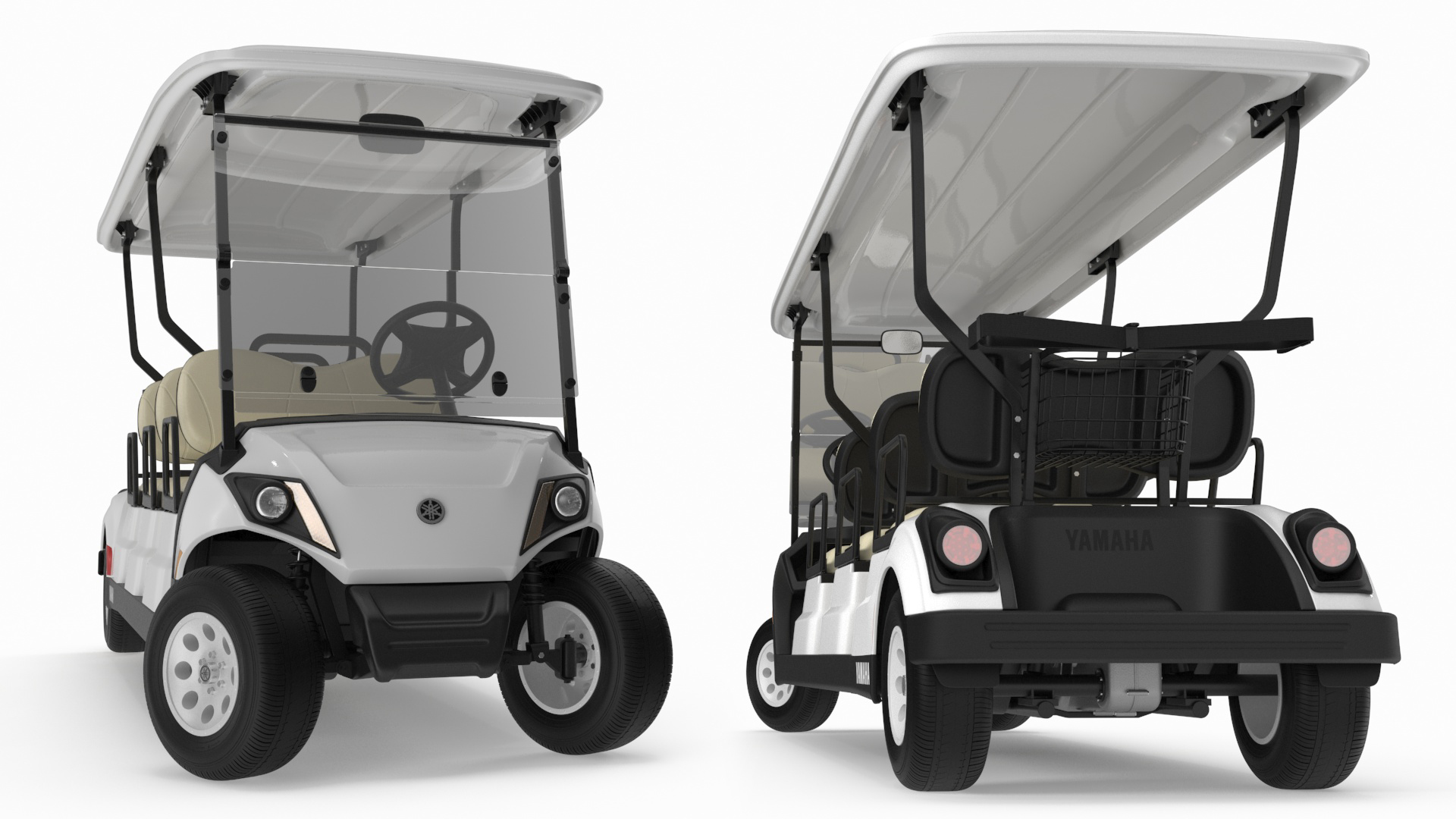 Six Seat Golf Electric Car Yamaha Rigged for Maya 3D model