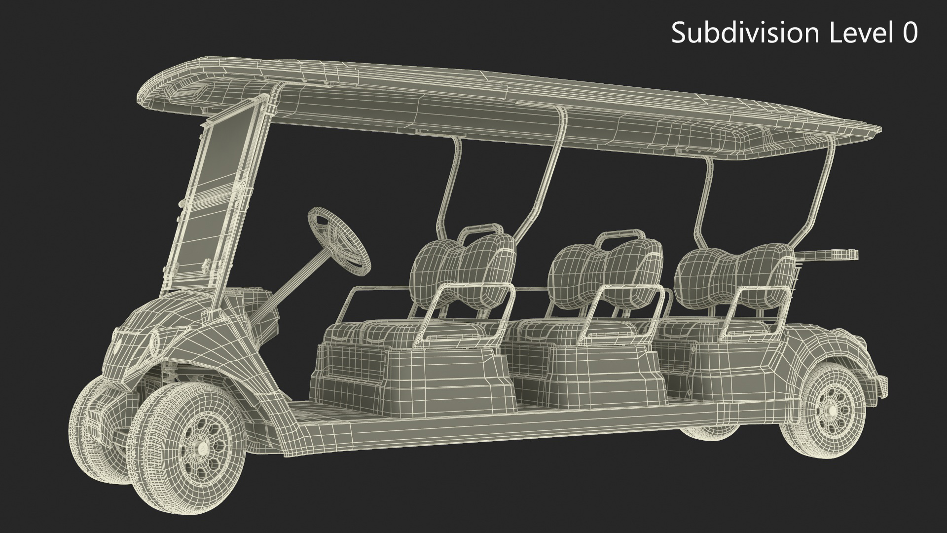 Six Seat Golf Electric Car Yamaha Rigged for Maya 3D model