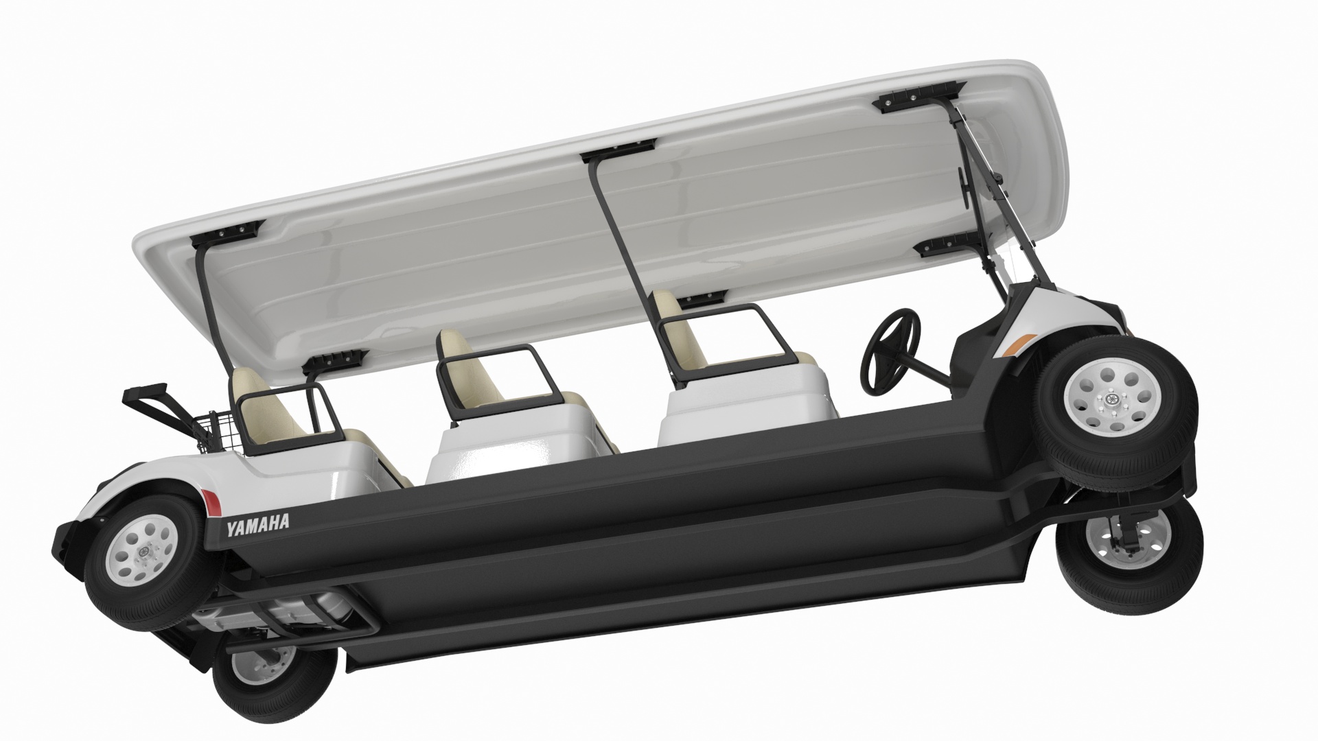 Six Seat Golf Electric Car Yamaha Rigged for Maya 3D model