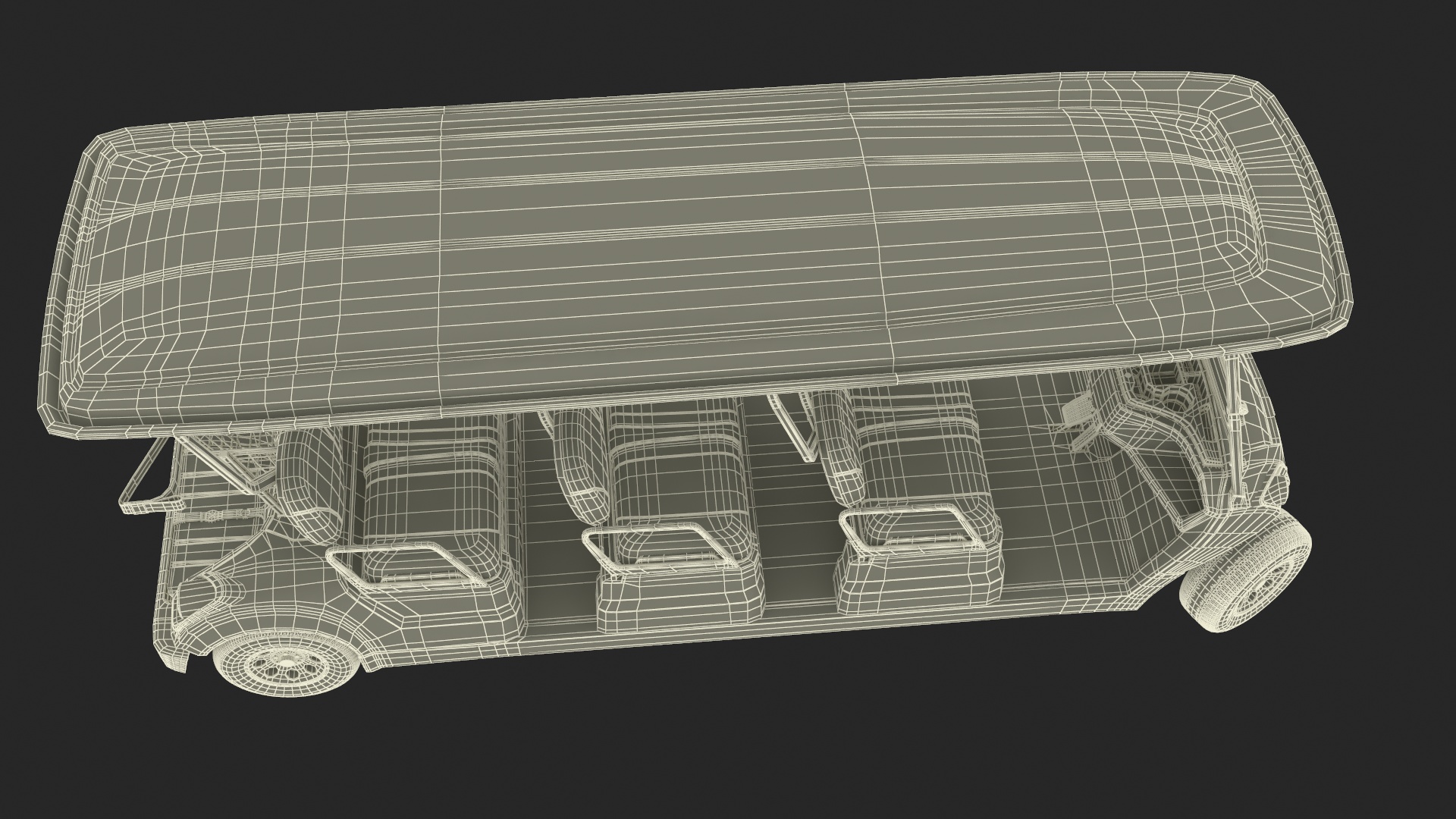 Six Seat Golf Electric Car Yamaha Rigged for Maya 3D model