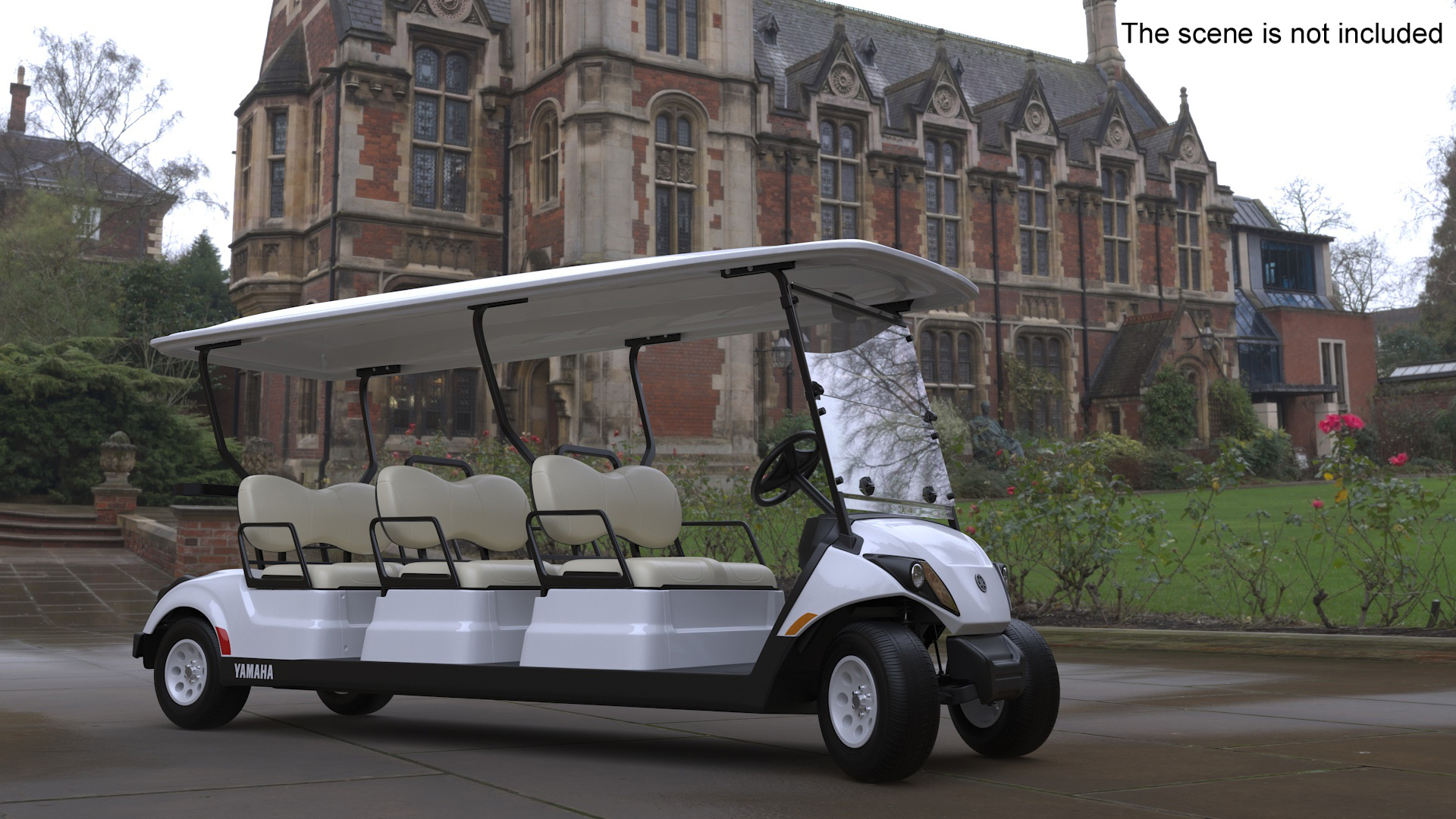 Six Seat Golf Electric Car Yamaha Rigged for Maya 3D model