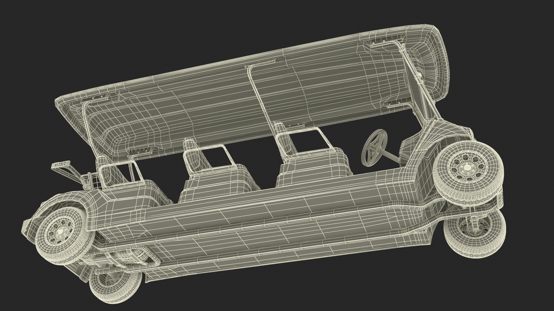 Six Seat Golf Electric Car Yamaha Rigged for Maya 3D model