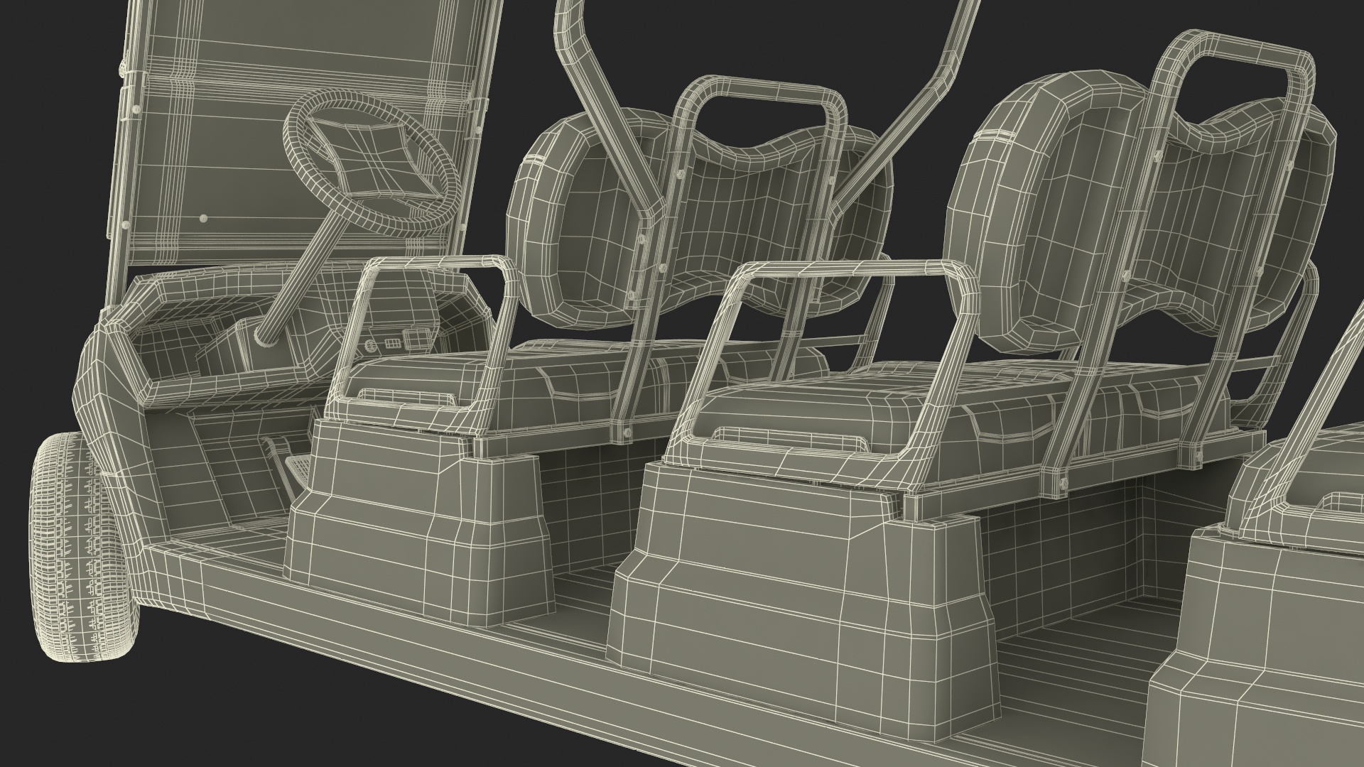 Six Seat Golf Electric Car Yamaha Rigged for Maya 3D model