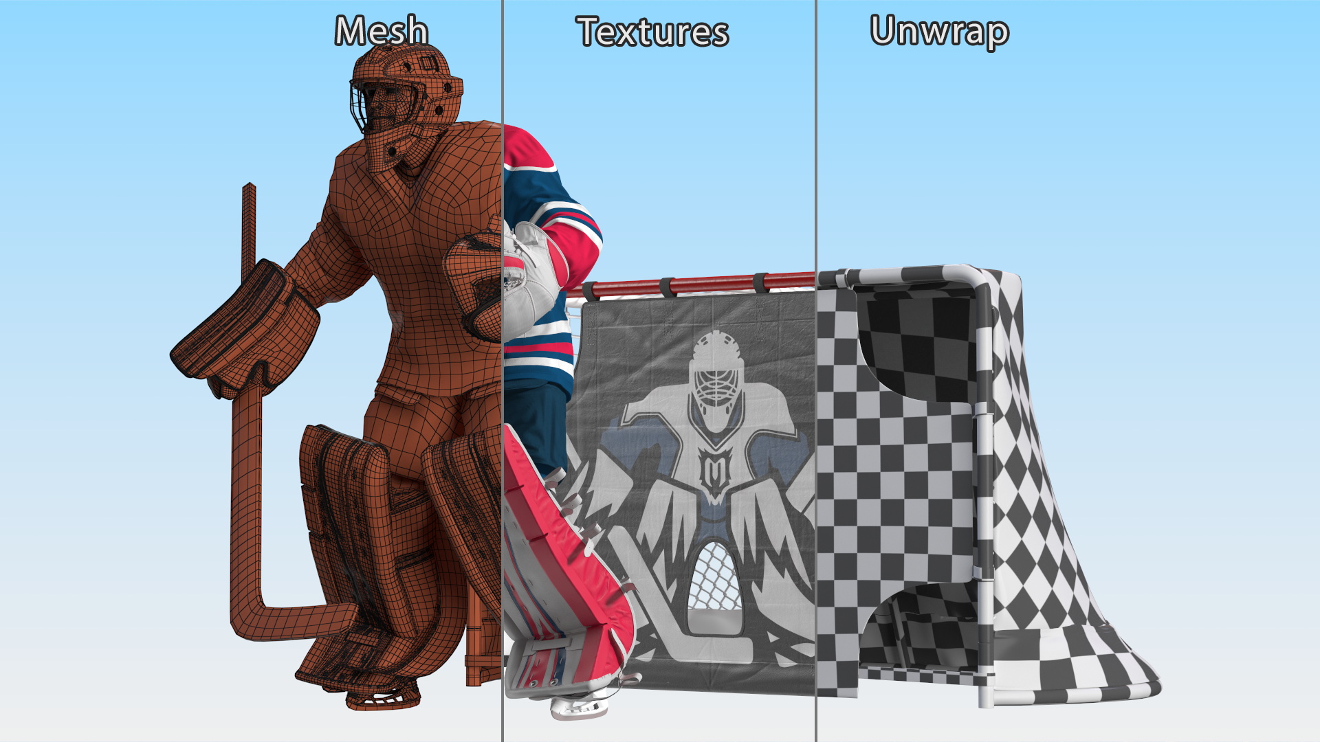 3D Hockey Goal Target and Goalkeeper model