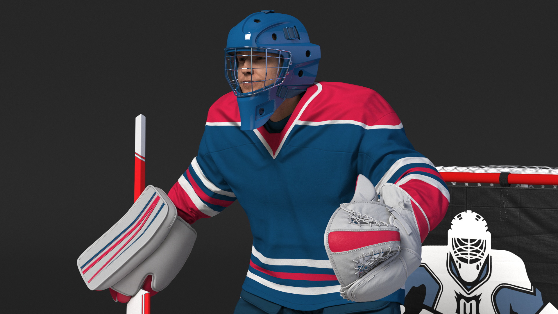 3D Hockey Goal Target and Goalkeeper model