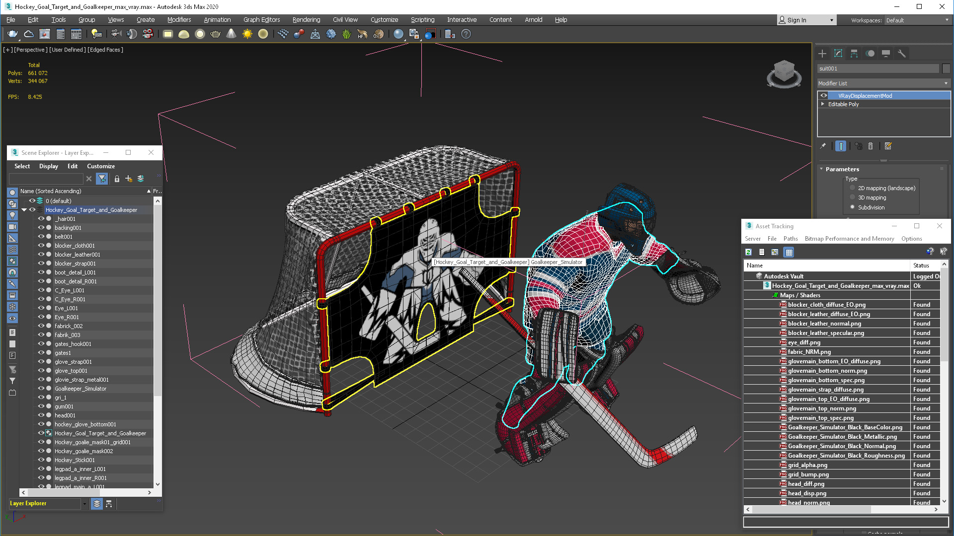 3D Hockey Goal Target and Goalkeeper model