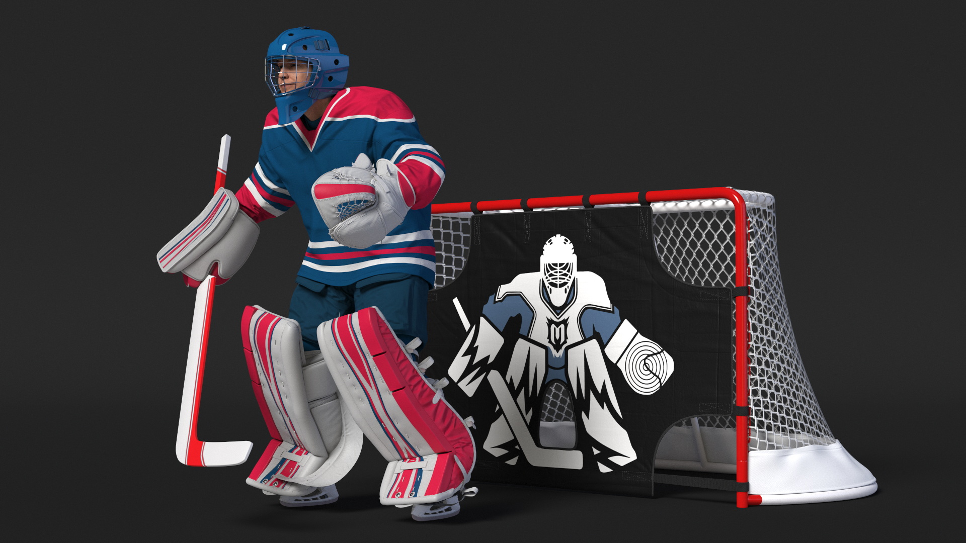 3D Hockey Goal Target and Goalkeeper model